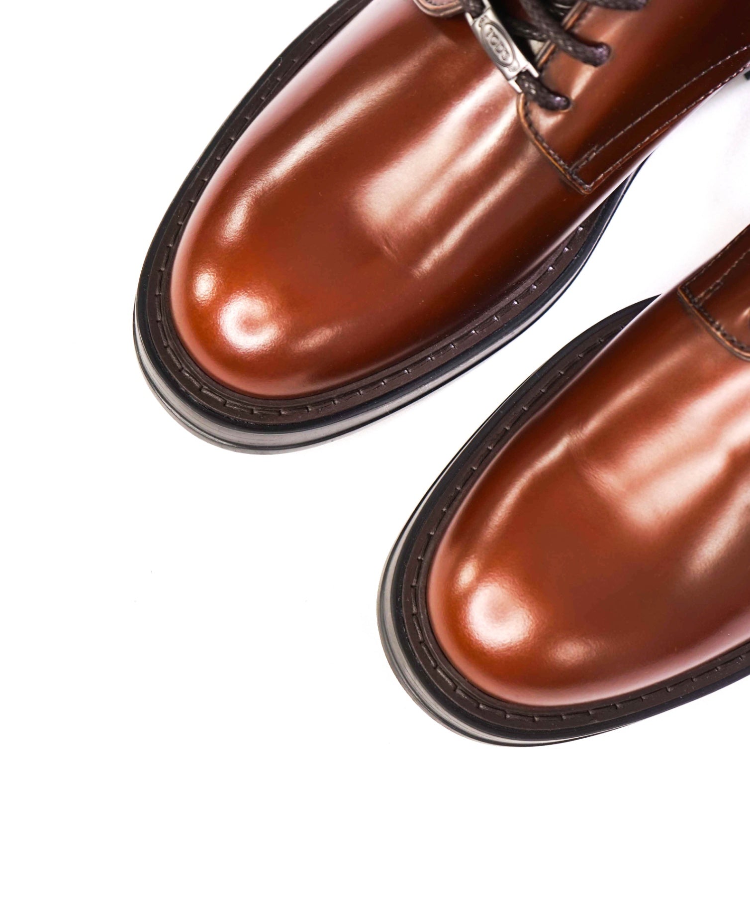 $875 TOD'S - Brown Braided Laces LOGO Derbies Leather - US 8 (7UK)