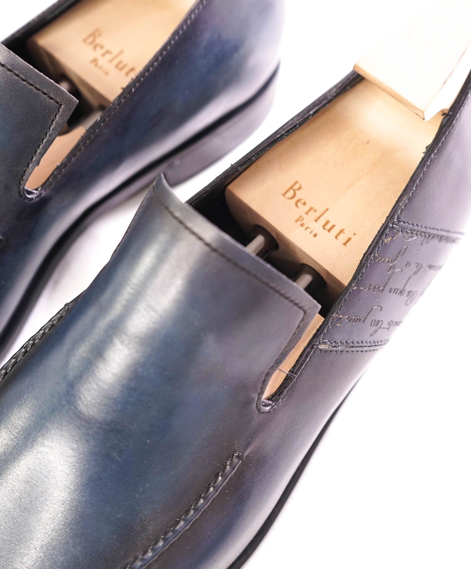 $2,690 BERLUTI - "ANDY" Blue Scritto Leather Loafers- 11.5 US (10.5EU)