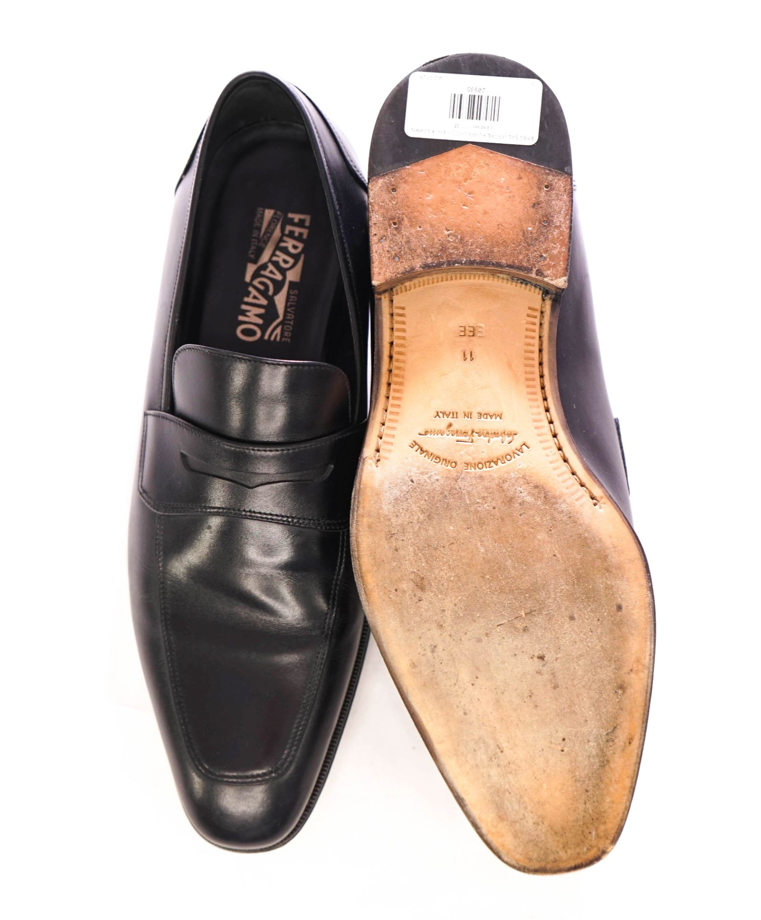 $850 SALVATORE FERRAGAMO - "Lionel" Black Penny Loafers - 11 3E