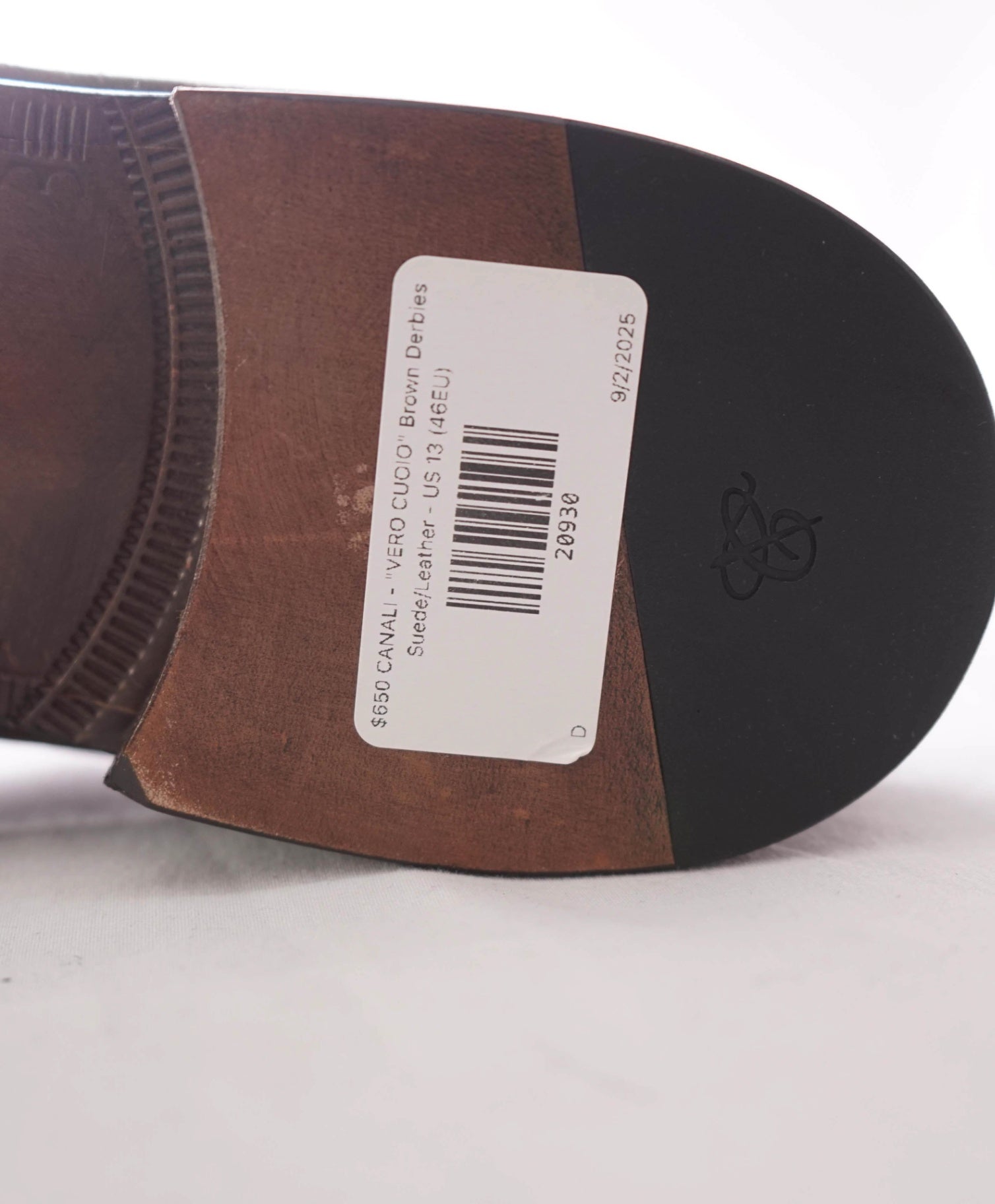$695 CANALI - Brown Suede/Leather Derbies- US 13 (46EU)