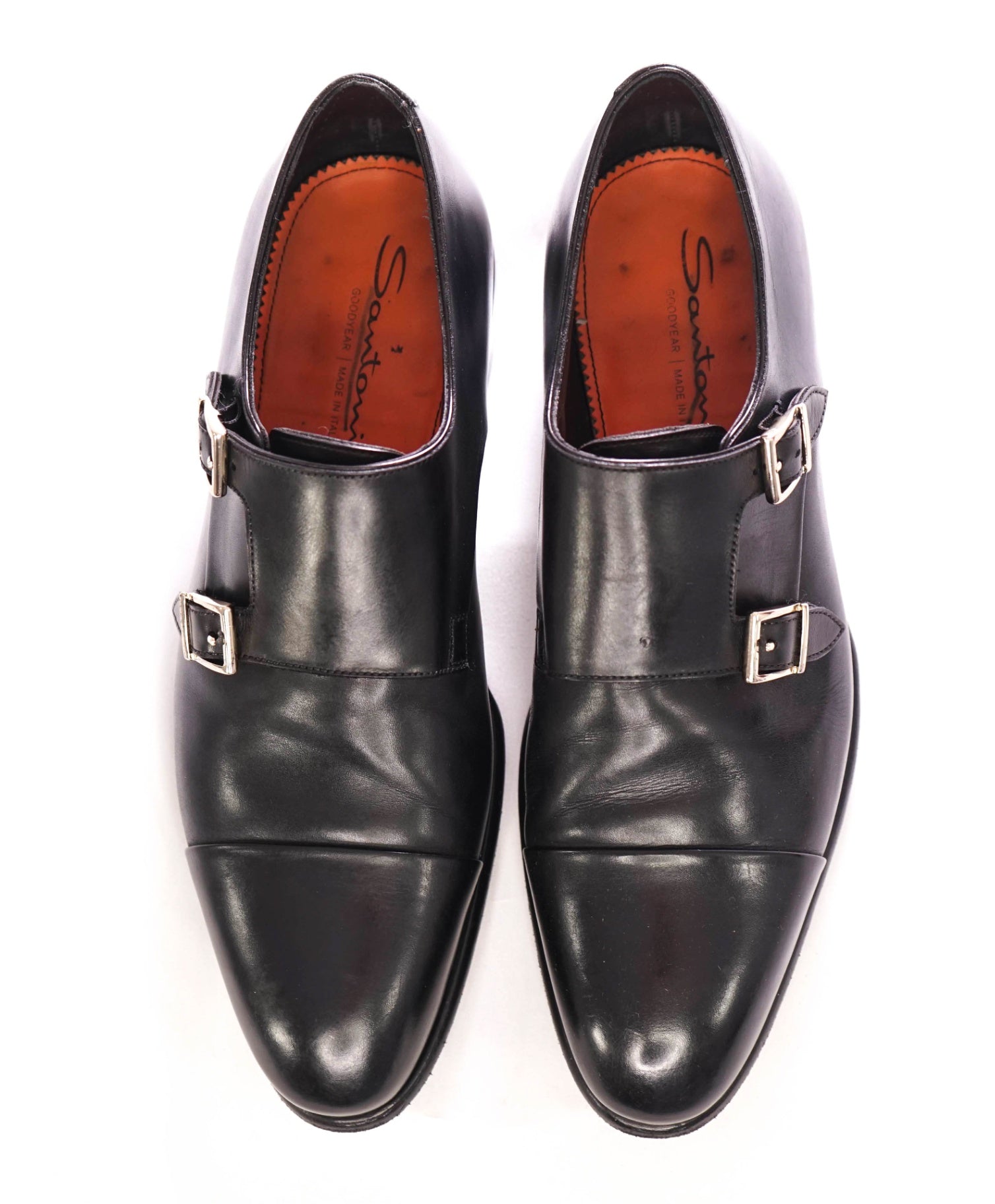 $1,595 SANTONI - "GOODYEAR WELT” Monk Strap Loafers - US 9.5 (UK8.5)
