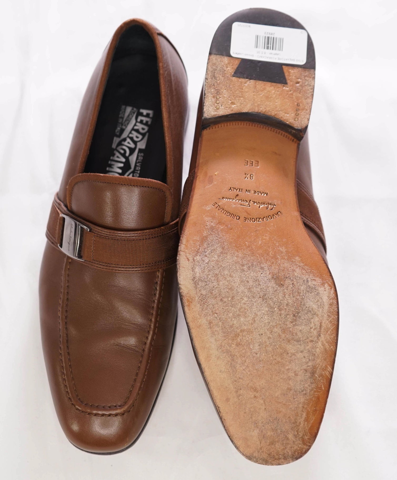 $780 FERRAGAMO - SARDEGNA Brown Loafers Leather - 8.5 3E