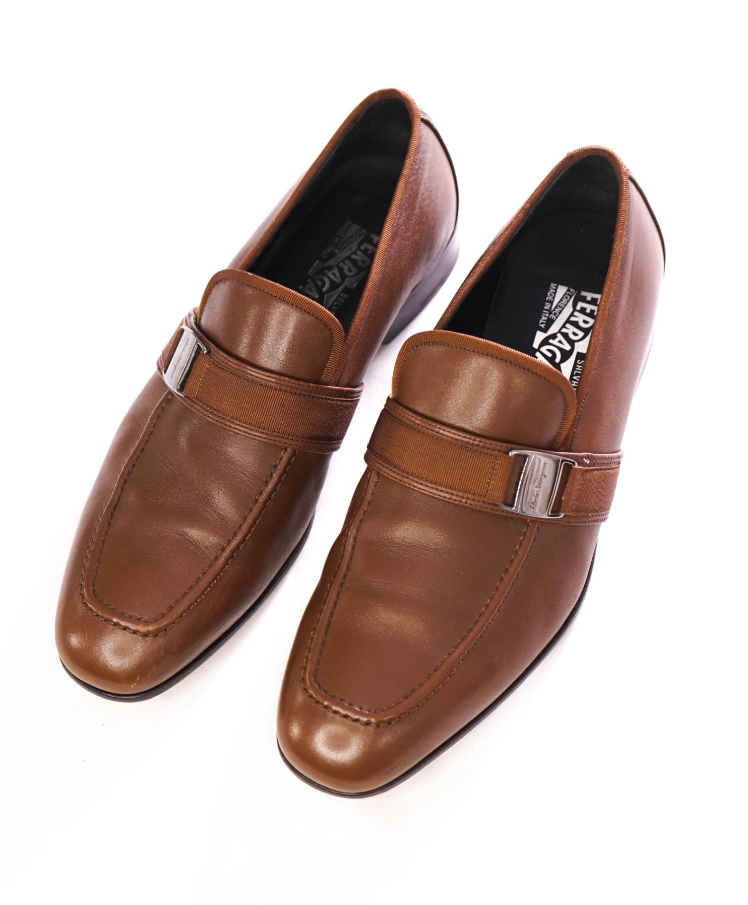 $780 FERRAGAMO - SARDEGNA Brown Loafers Leather - 8.5 3E