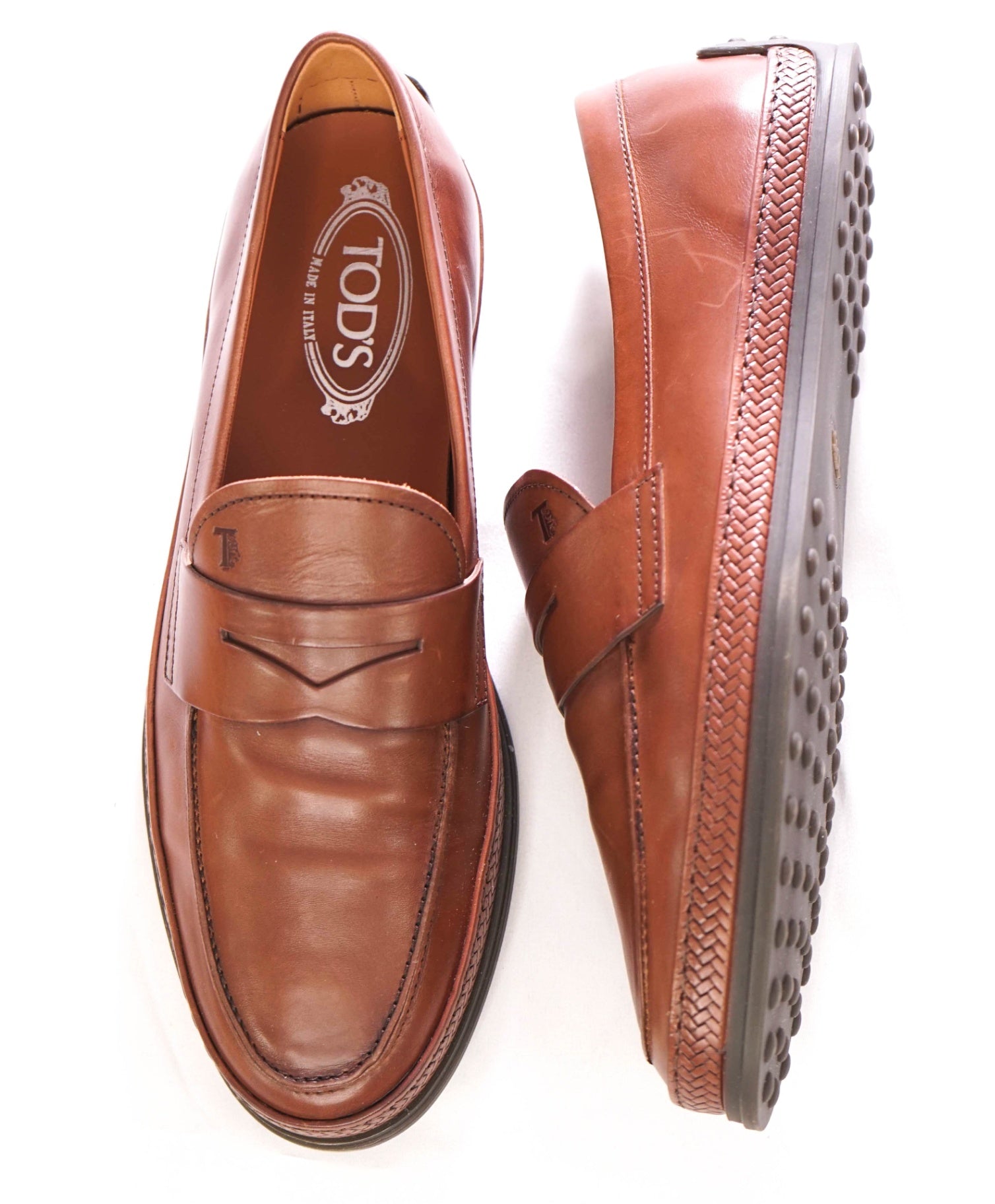 $1,045 Tod's Brown Leather Espadrille Driving Loafers - US 9 (UK8)