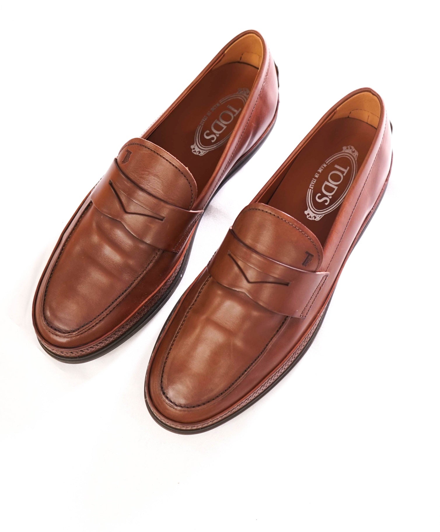 $1,045 Tod's Brown Leather Espadrille Driving Loafers - US 9 (UK8)
