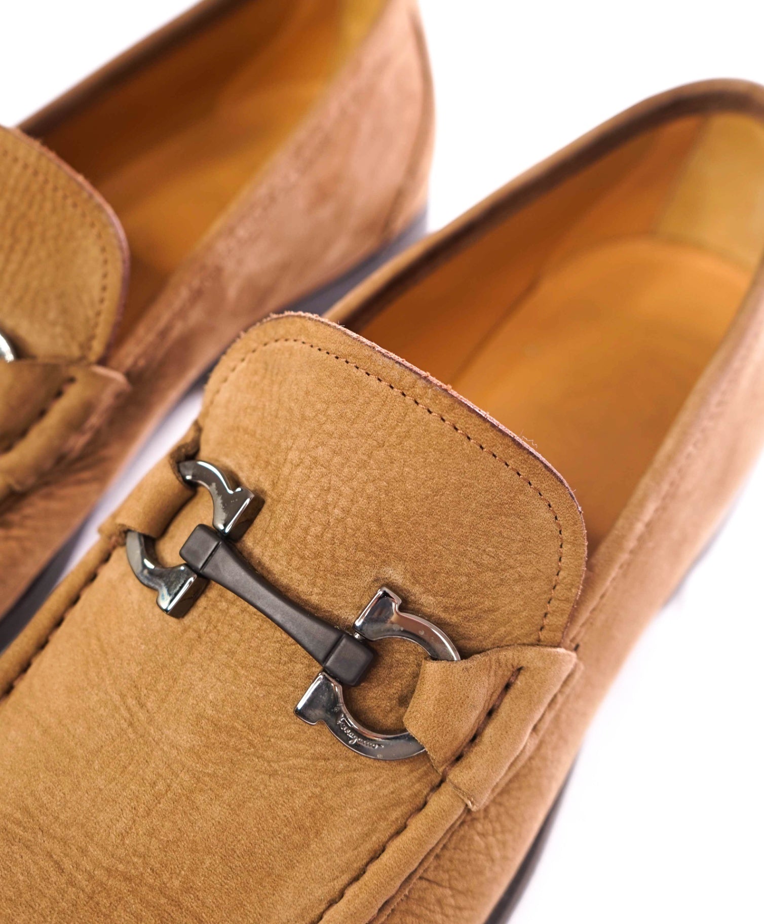 $850 FERRAGAMO - “GRANDIOSO" Gancini Loafer Brown Leather -11 D