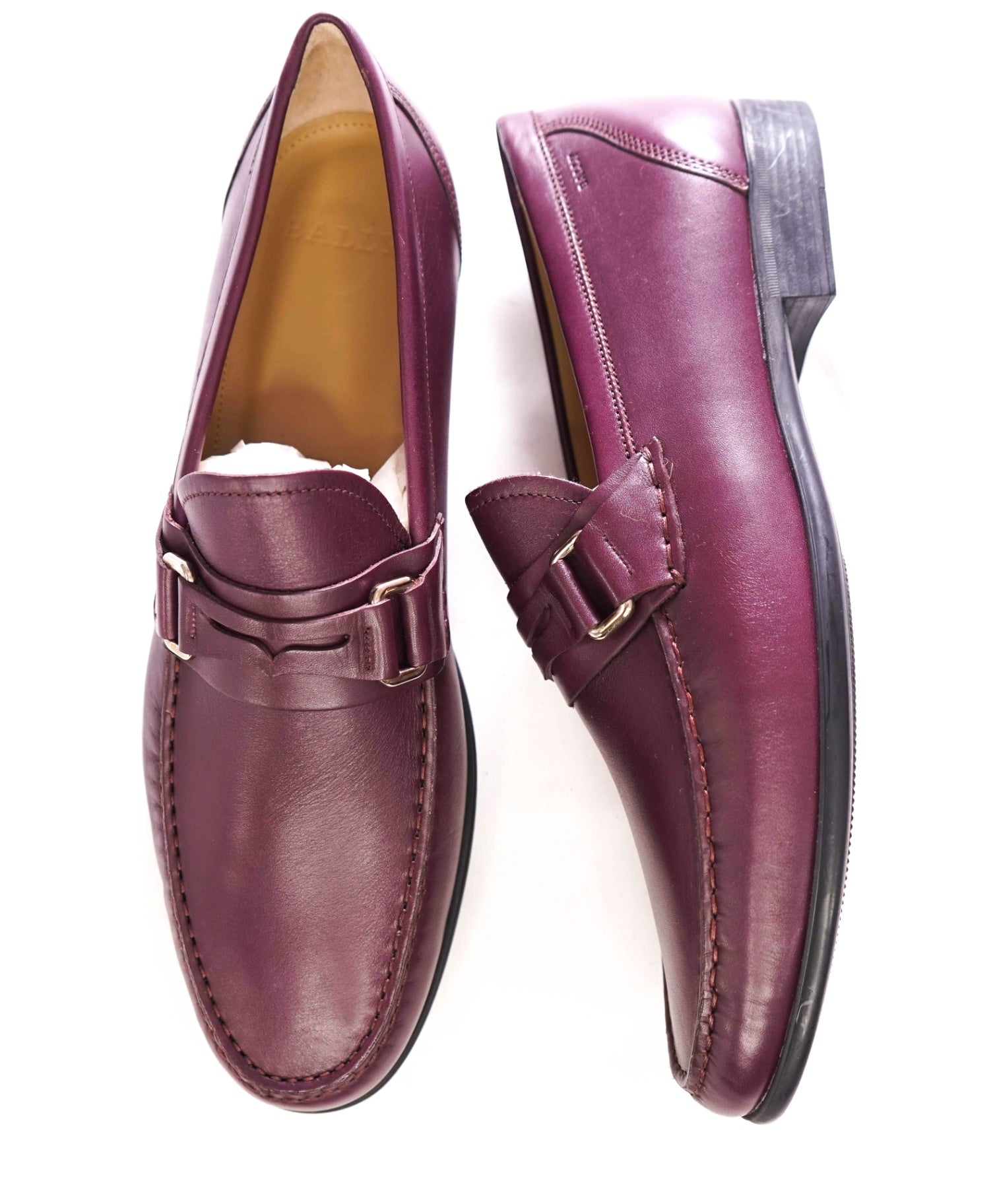 $650 BALLY - Purple Penny Loafers Leather - US 12 (UK11)