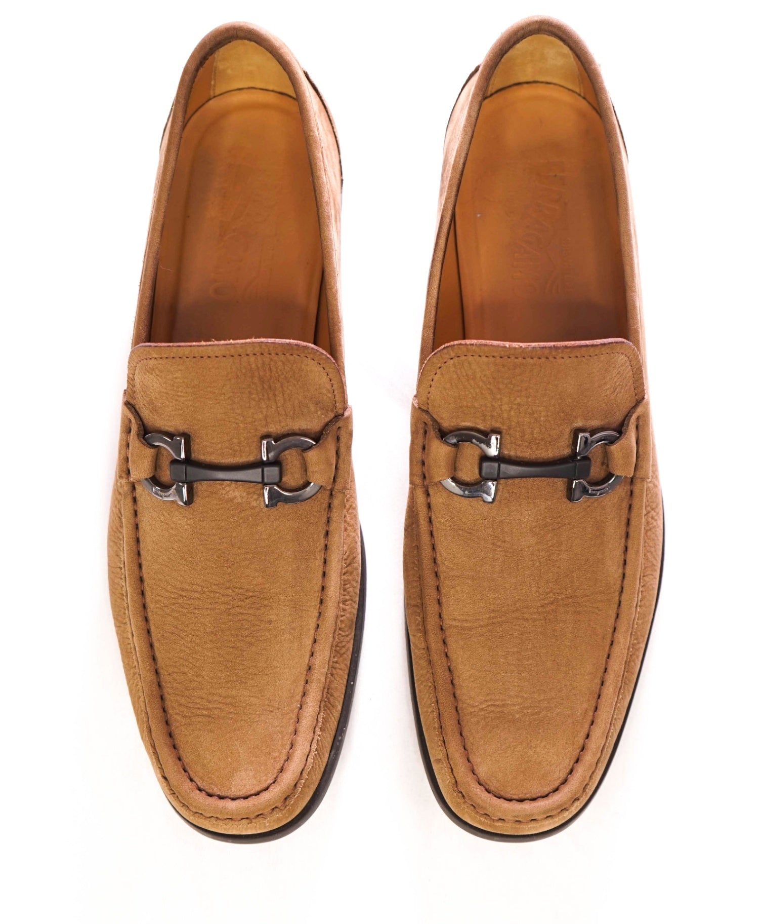 $850 FERRAGAMO - “GRANDIOSO" Gancini Loafer Brown Leather -11 D