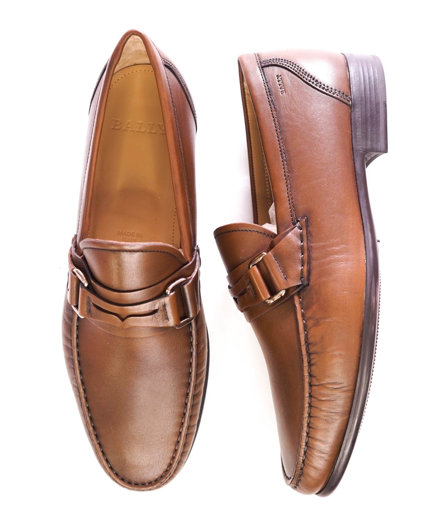 $650 BALLY - Leather Brown Penny Loafers - US 9.5 (UK8.5)