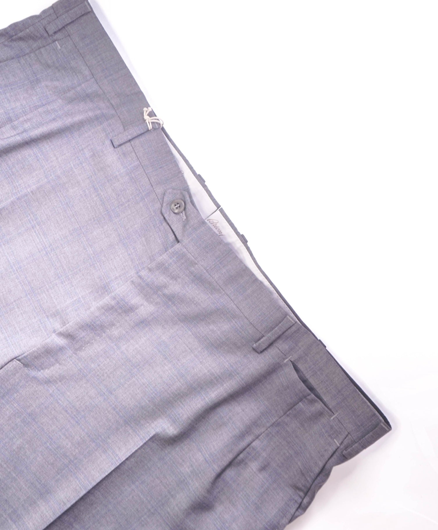 $1,095 BRIONI Grey / Blue plaid Wool Pants 42W