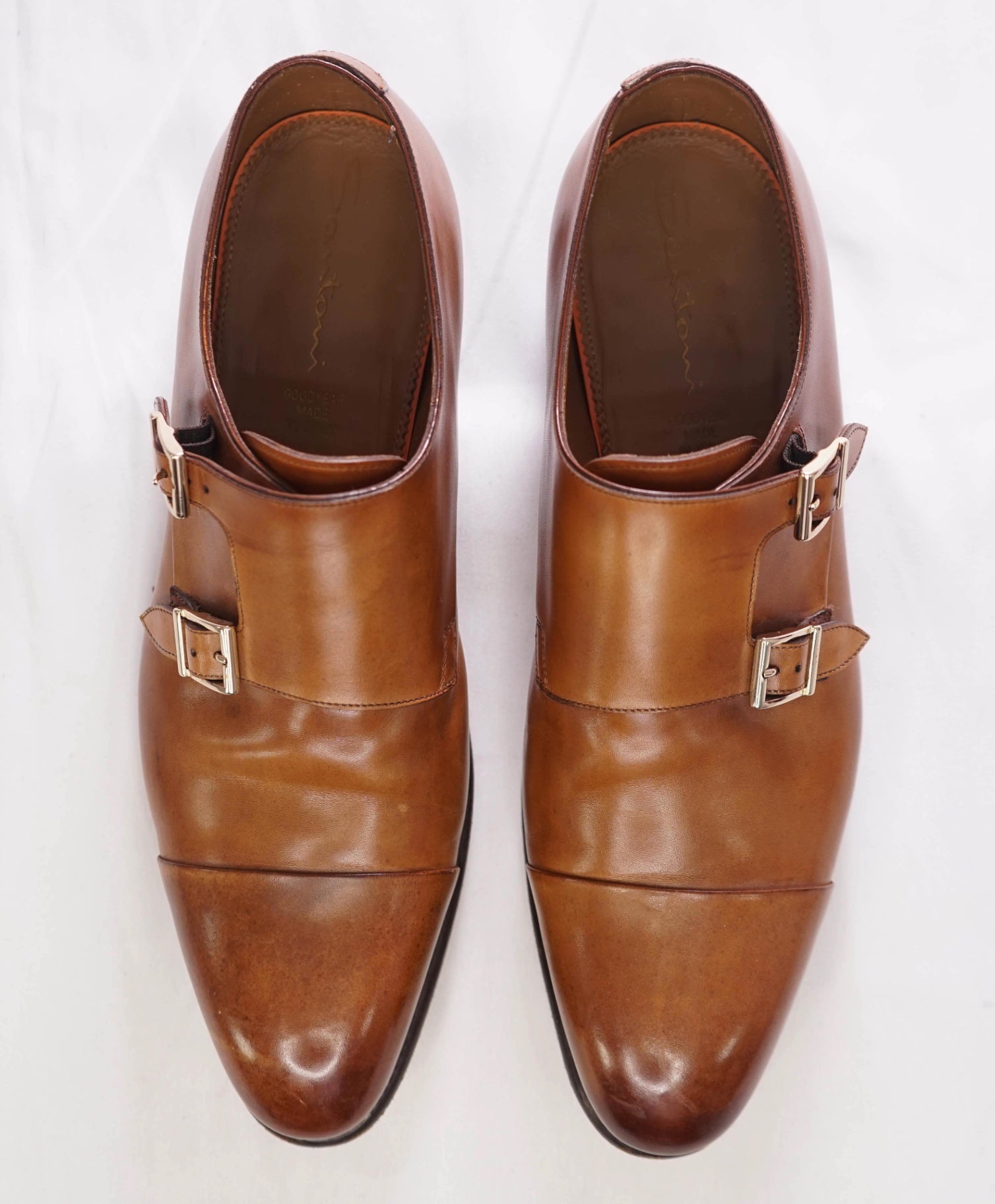 $1,595 SANTONI - *GOODYEAR* Brown Monk Straps - US 10.5 (9.5UK)