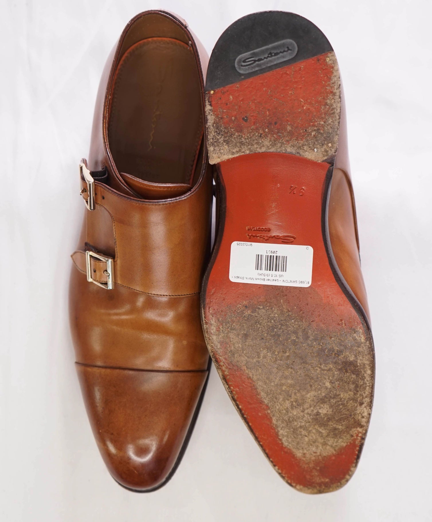$1,595 SANTONI - *GOODYEAR* Brown Monk Straps - US 10.5 (9.5UK)