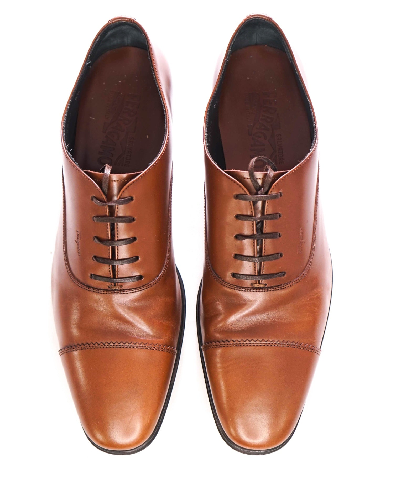 $895 SALVATORE FERRAGAMO - Leather Brown Oxfords - 9.5 D