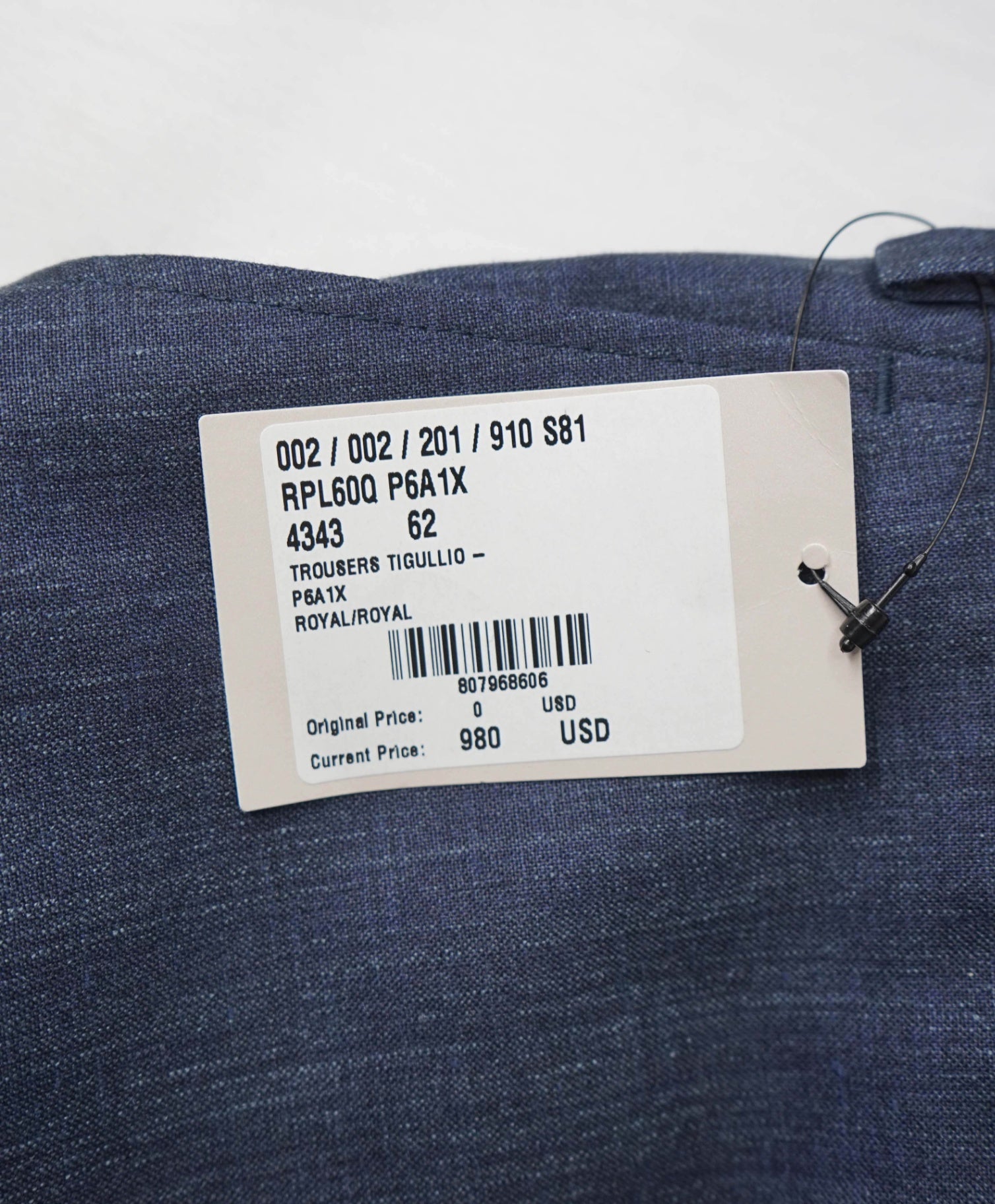$1,095 BRIONI Solid Blue Wool/Silk/Linen Pants 42W