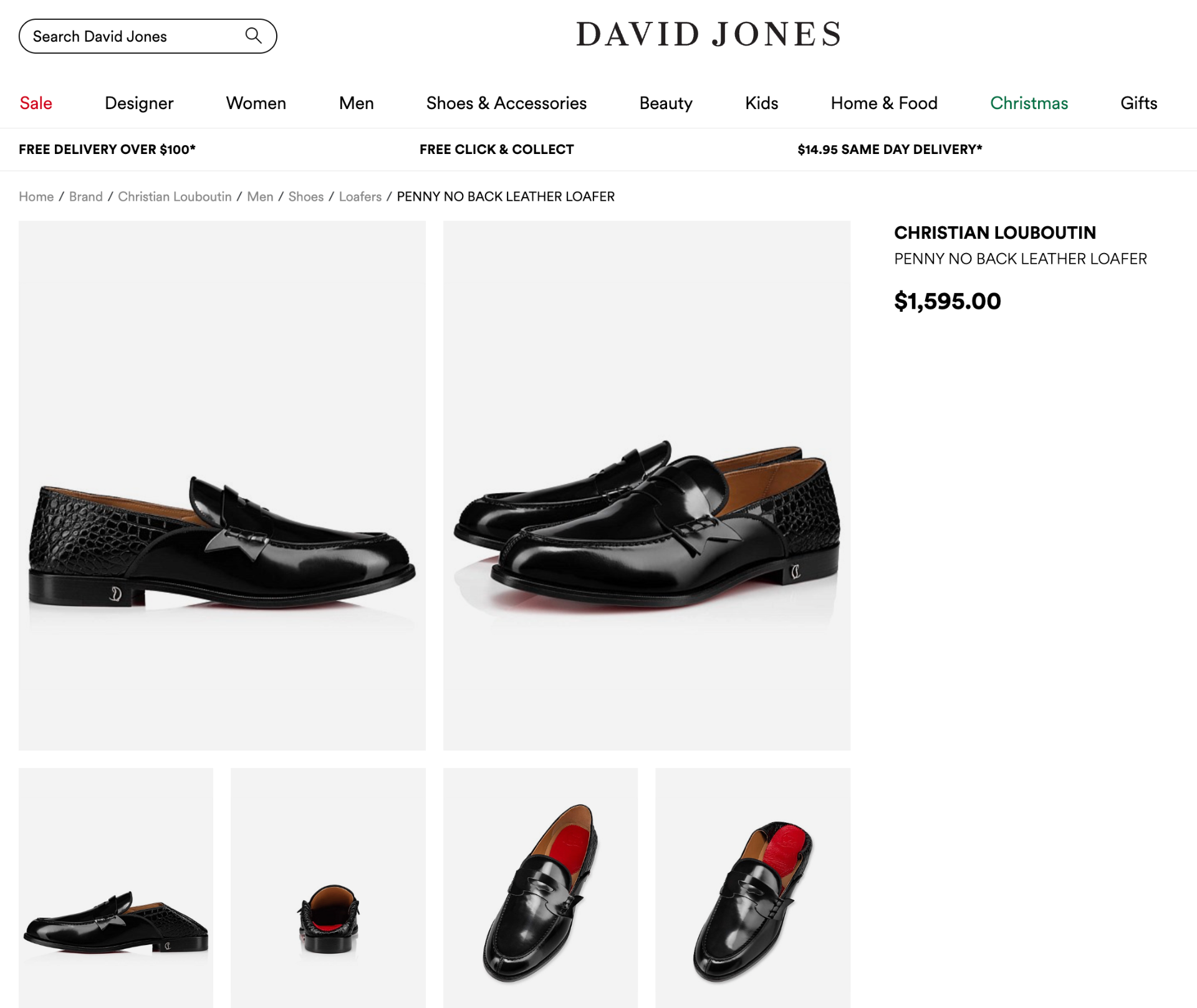 $1,595 CHRISTIAN LOUBOUTIN - Black Penny Loafers - US 7 (40EU)