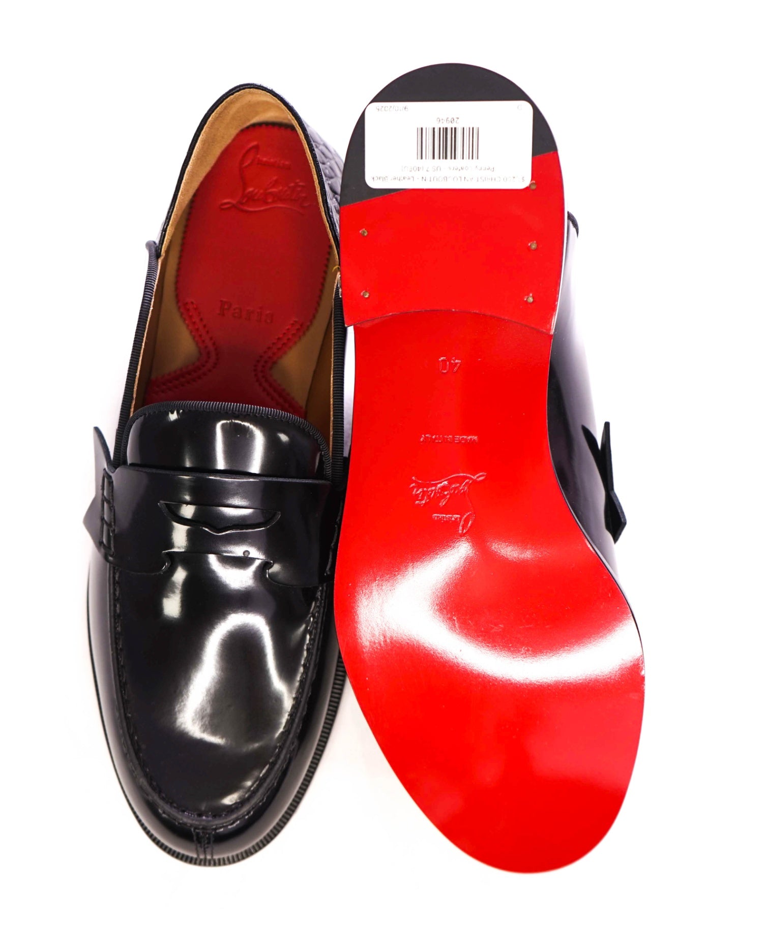 $1,595 CHRISTIAN LOUBOUTIN - Black Penny Loafers - US 7 (40EU)