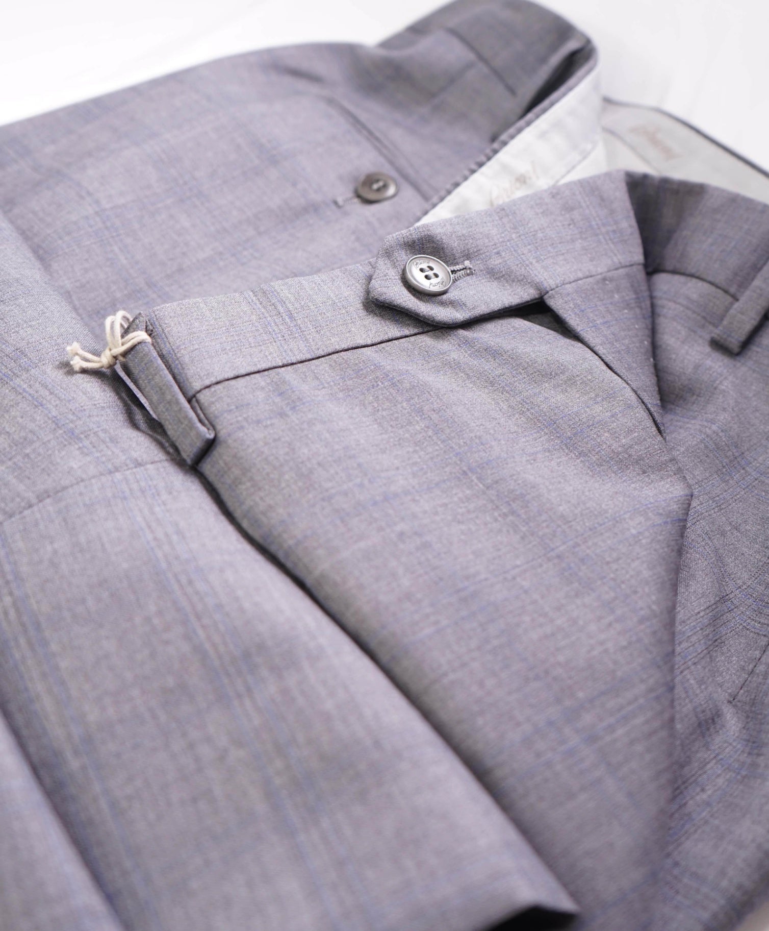 $1,095 BRIONI Grey / Blue plaid Wool Pants 42W