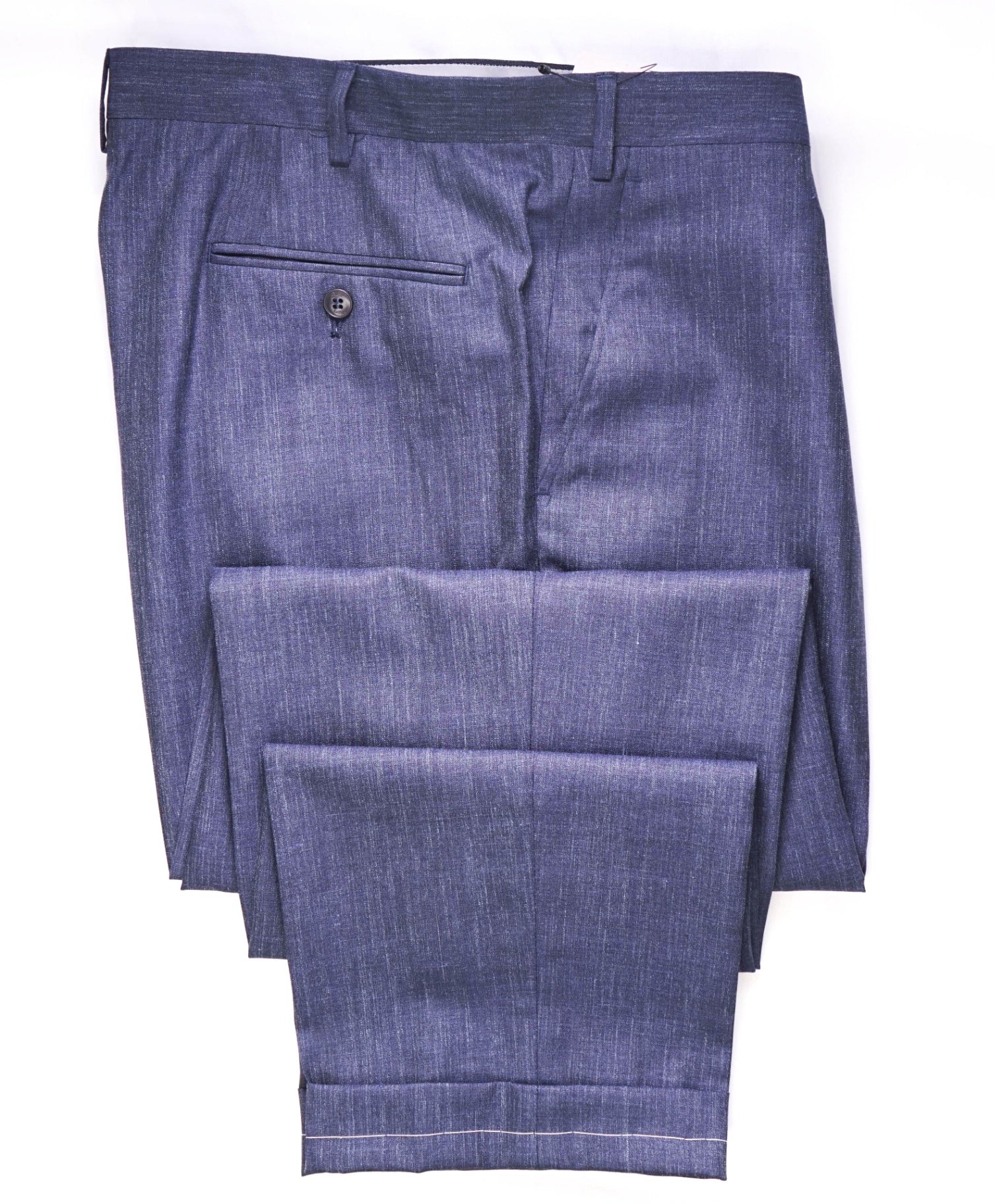 $1,095 BRIONI Solid Blue Wool/Silk/Linen Pants 42W