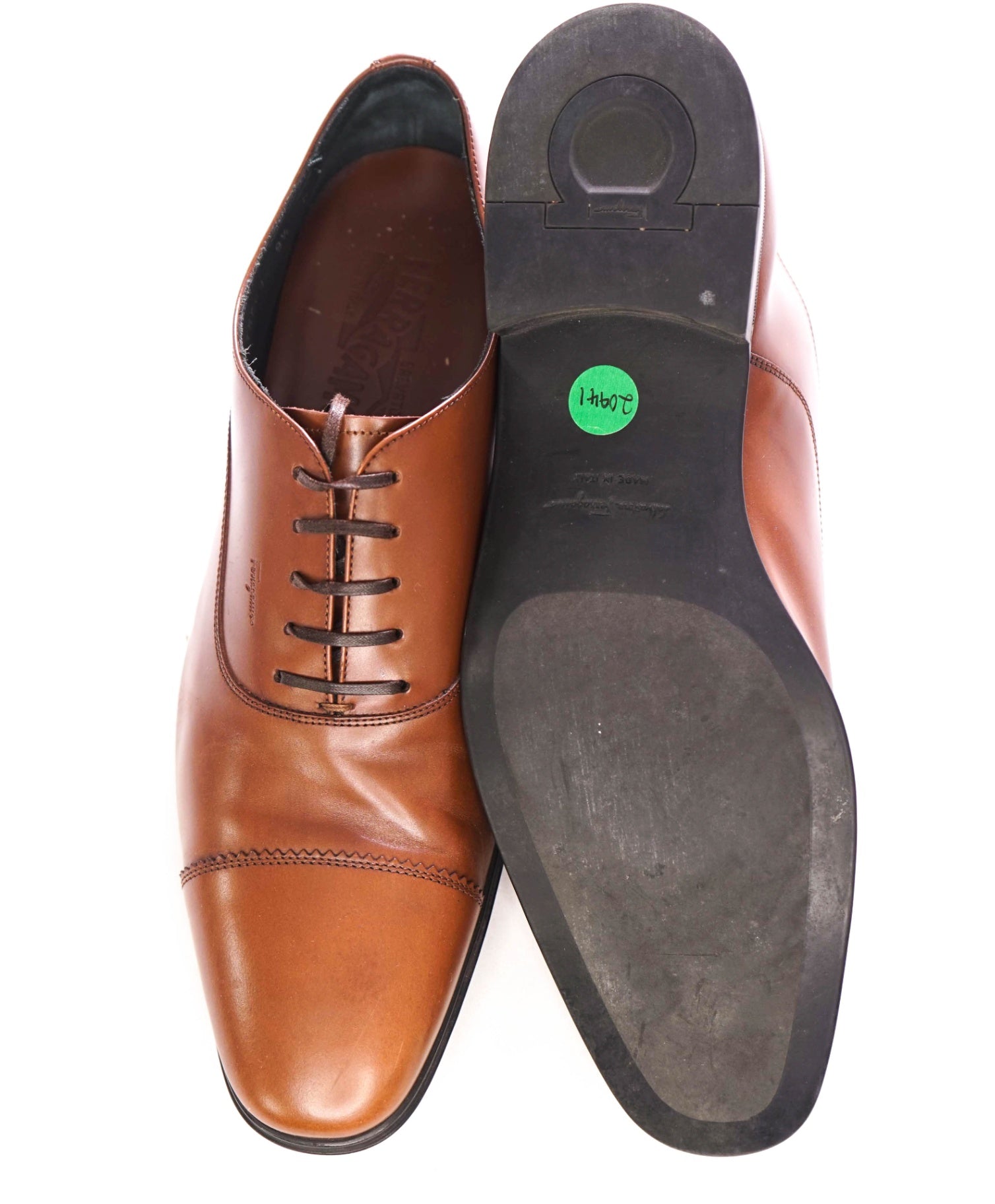 $895 SALVATORE FERRAGAMO - Leather Brown Oxfords - 9.5 D