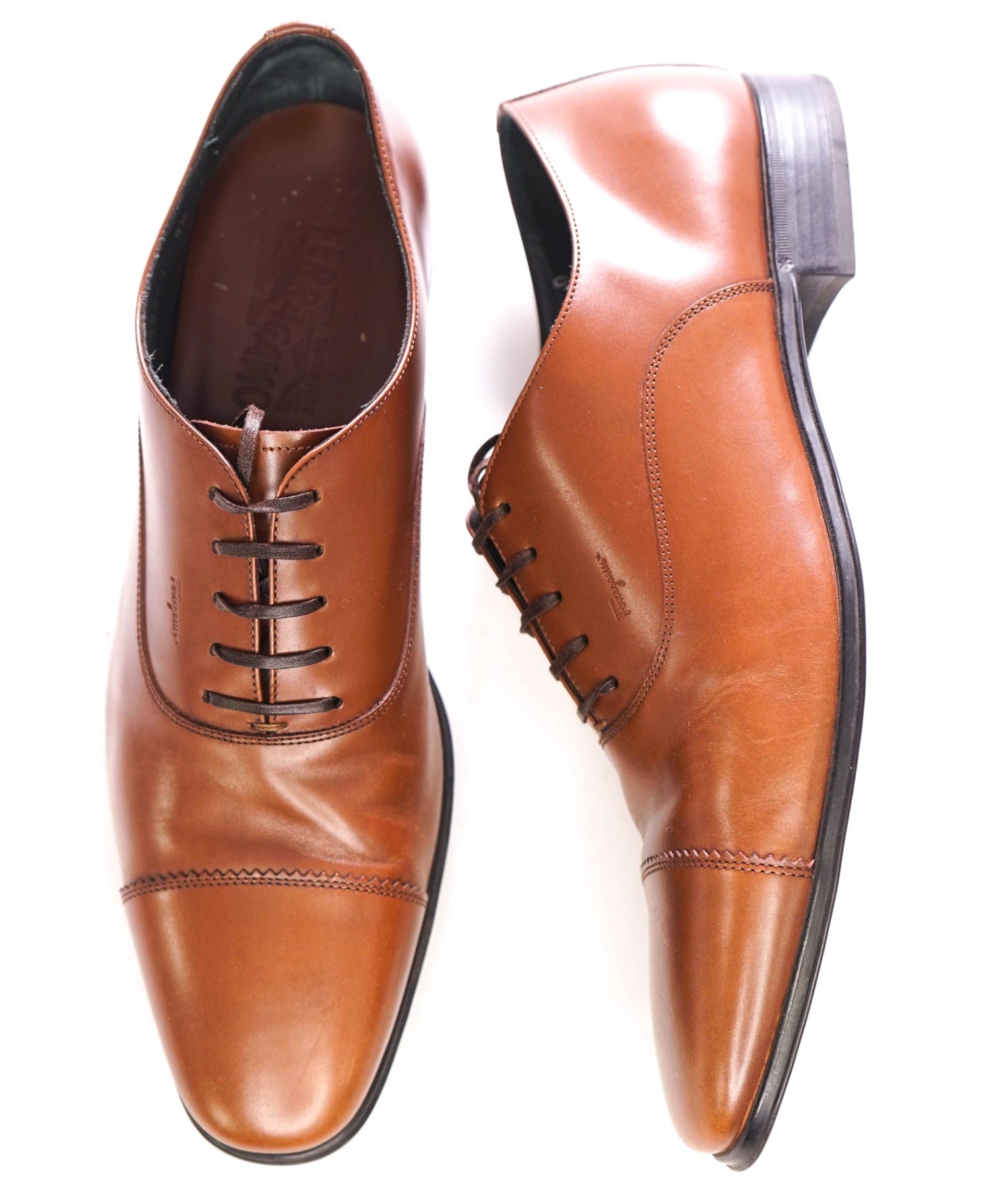 $895 SALVATORE FERRAGAMO - Leather Brown Oxfords - 9.5 D