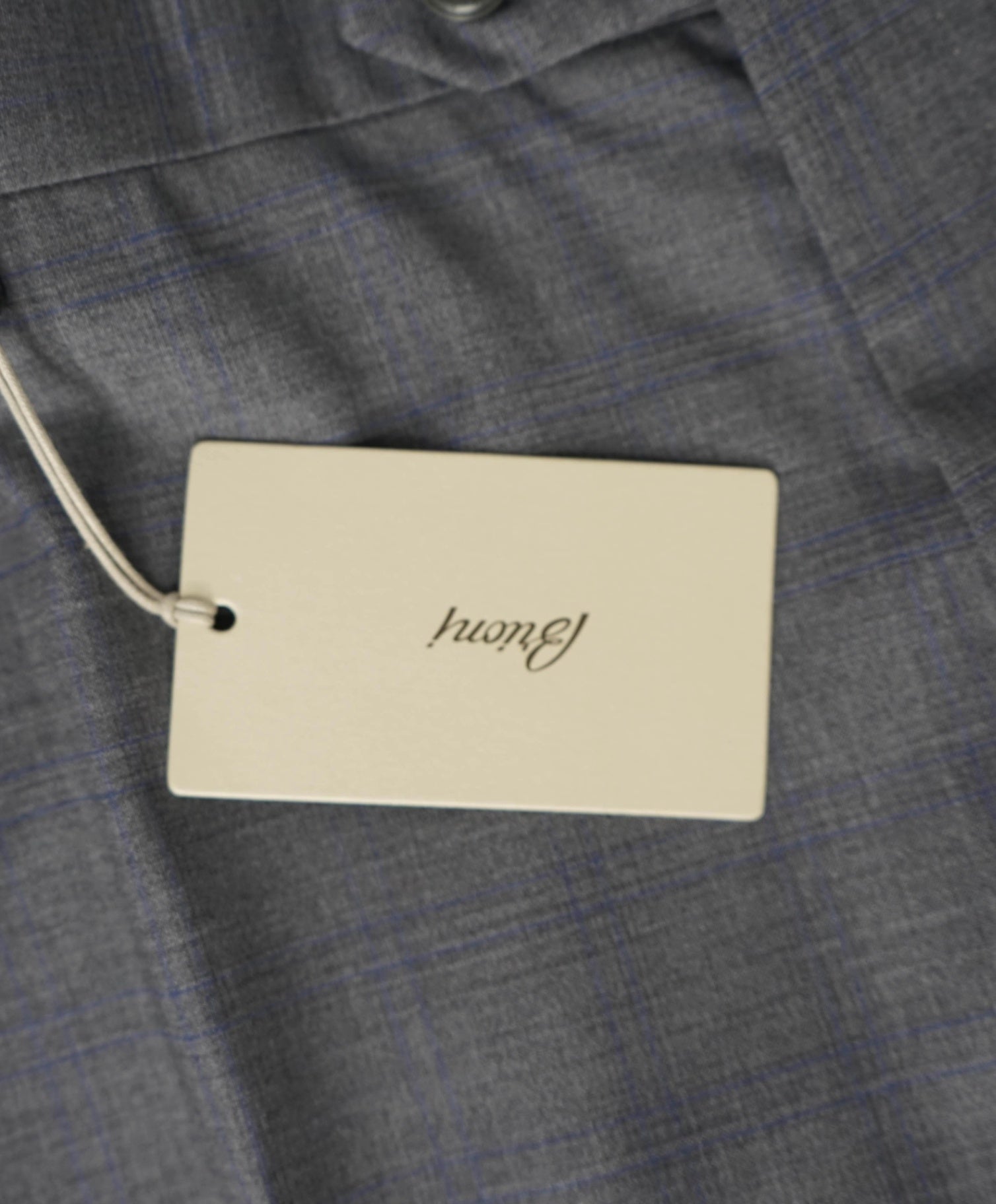 $1,095 BRIONI Grey / Blue plaid Wool Pants 42W