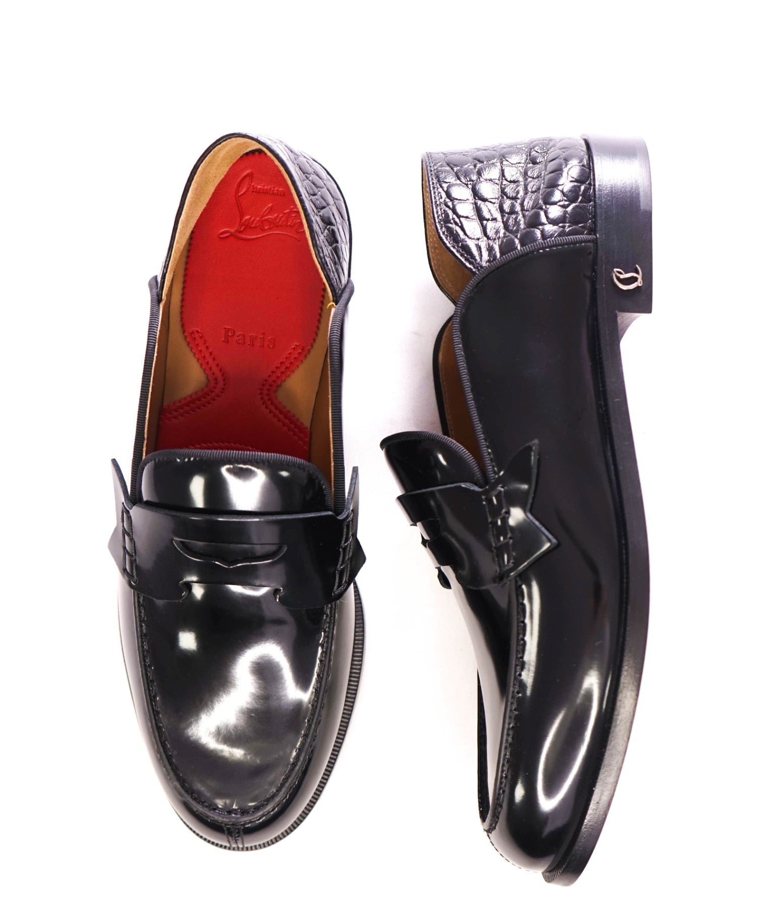 $1,595 CHRISTIAN LOUBOUTIN - Black Penny Loafers - US 7 (40EU)
