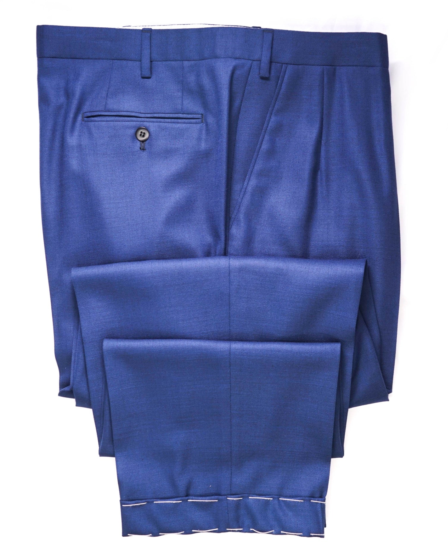 $1,095 BRIONI Solid Medium Blue Wool Pants 44W