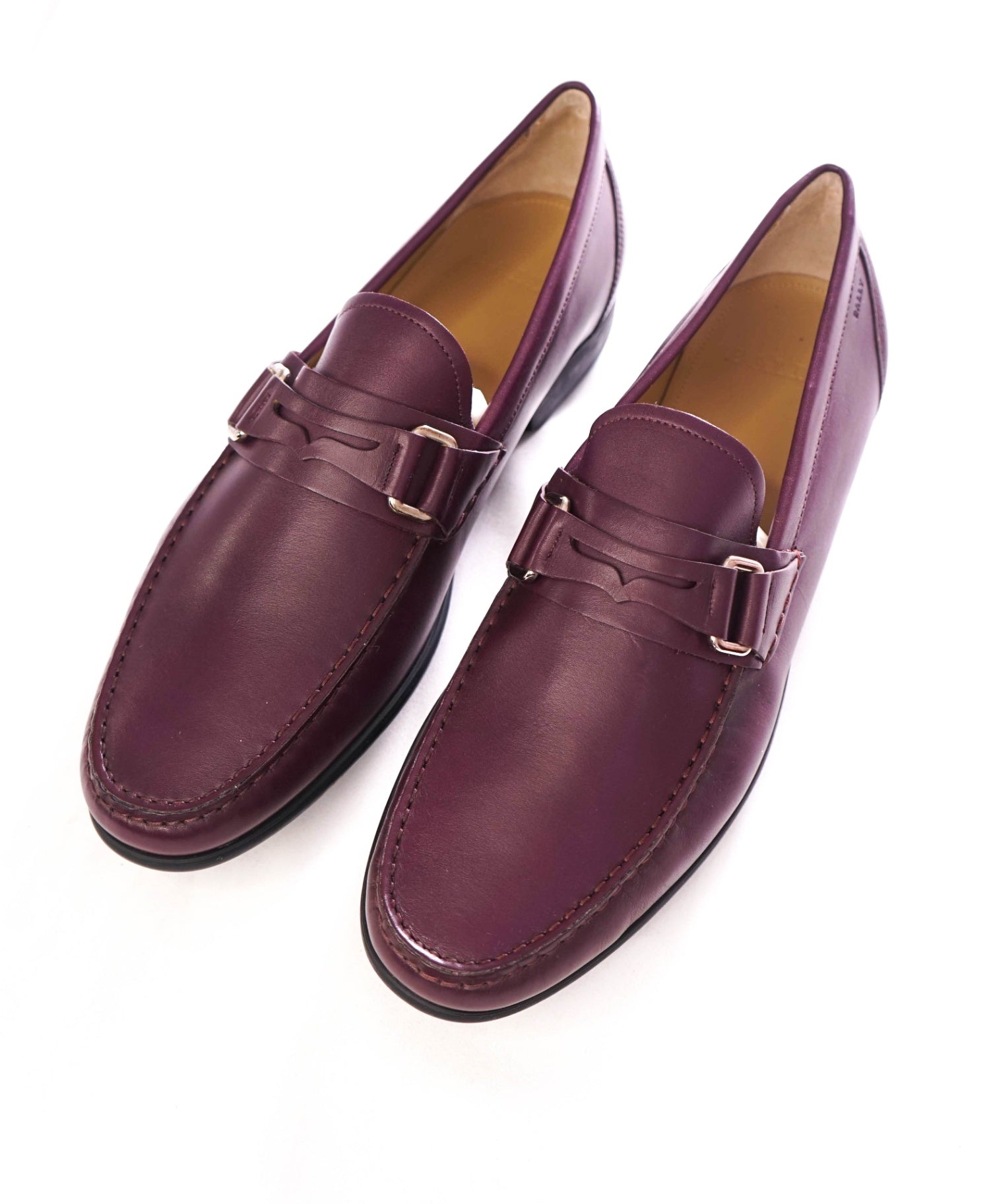 $650 BALLY - Leather Brownish/Purple Penny Loafers - 12 US (11UK)