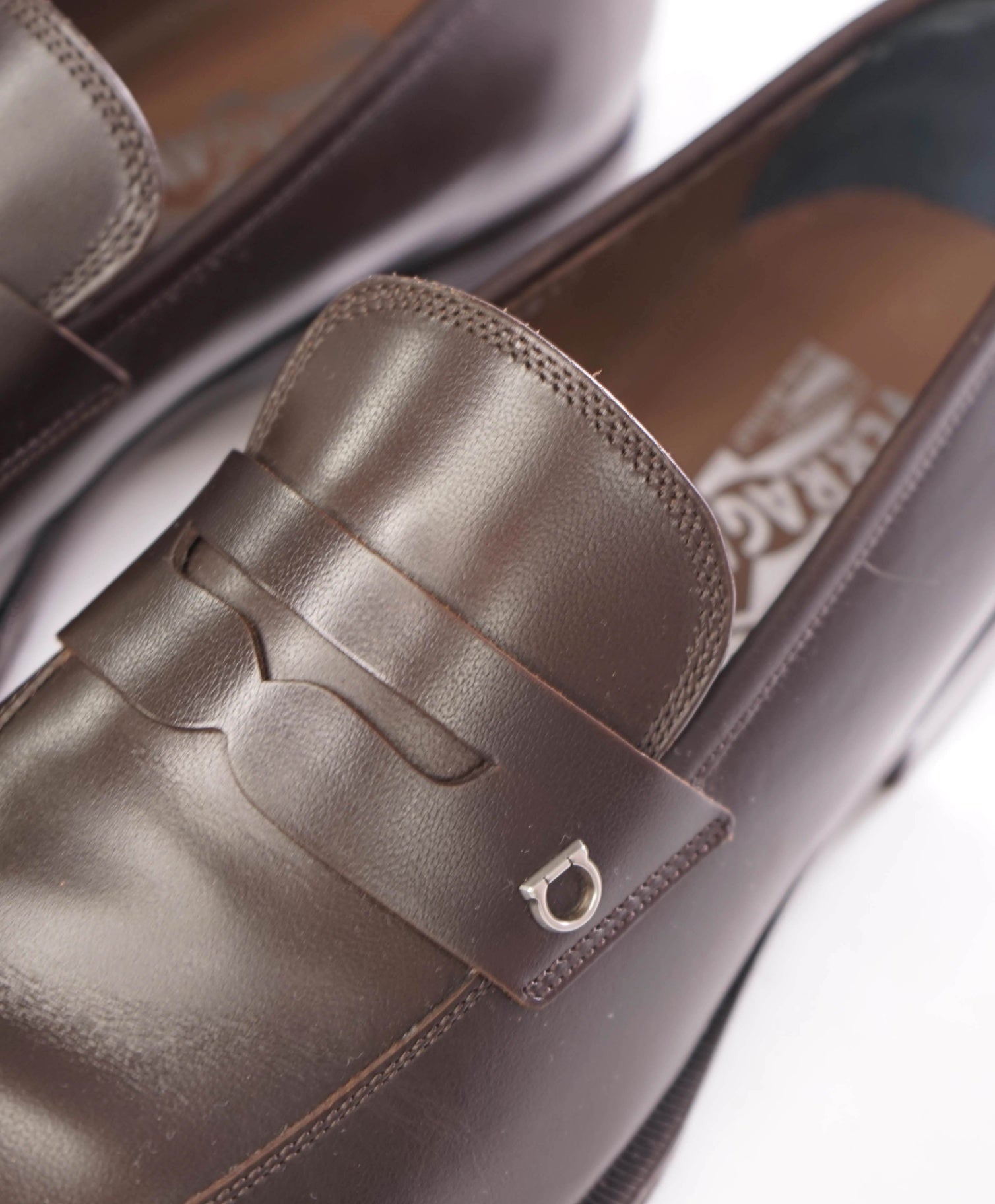 $850 SALVATORE FERRAGAMO - EVERTON Brown Penny Loafers - 7.5 EE