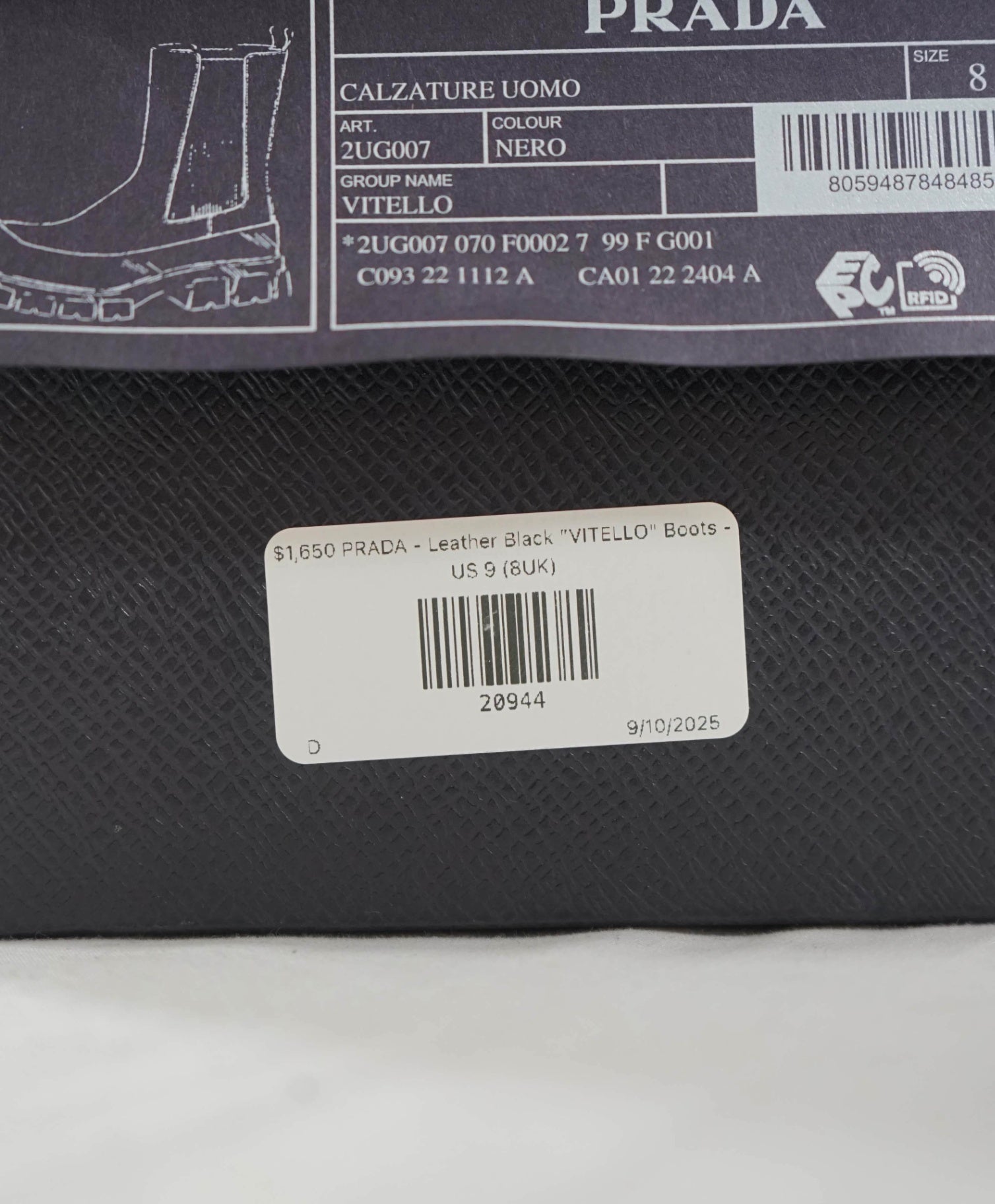 $1,650 PRADA - Leather Black "VITELLO" Boots - US 9 (8UK)