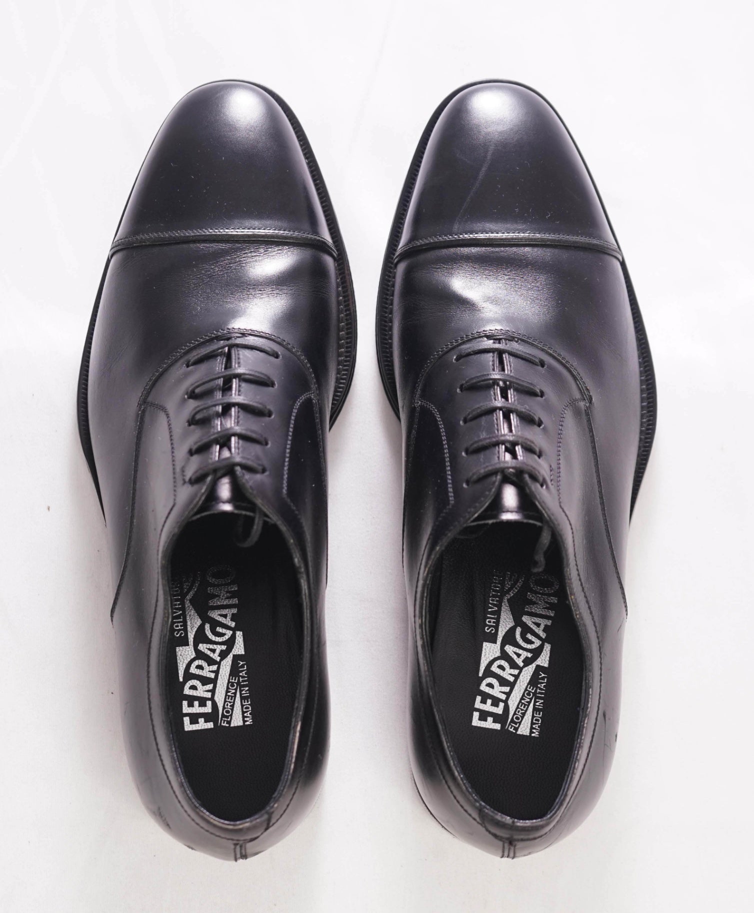 $895 SALVATORE FERRAGAMO - Black "SACCHETTO" Oxfords - 7 3E