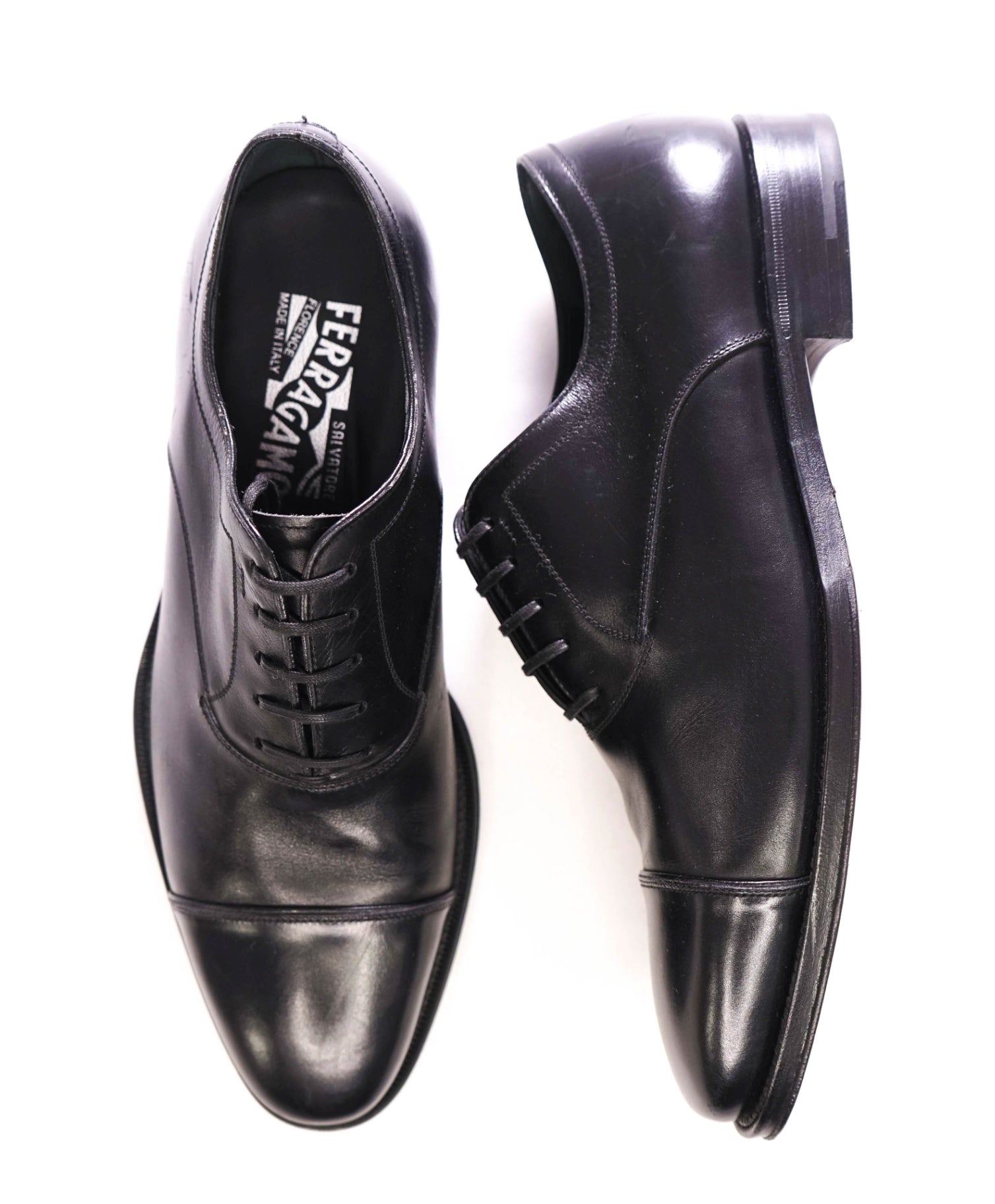 $895 SALVATORE FERRAGAMO - Black "SACCHETTO" Oxfords - 7 3E