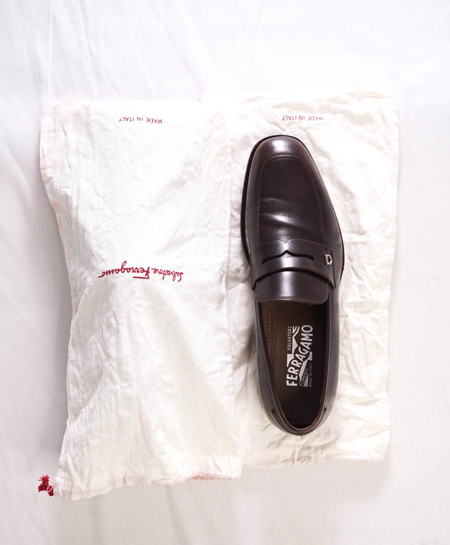$850 SALVATORE FERRAGAMO - EVERTON Brown Penny Loafers - 7.5 EE