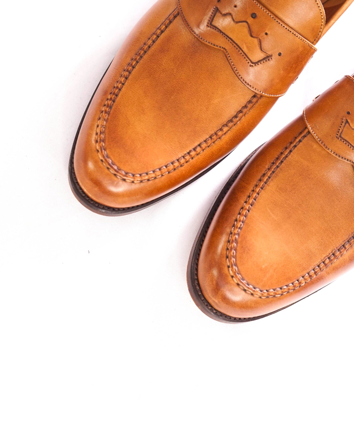 $850 BARKER BLACK - Leather Brown Moccasin Loafers - US 11.5 (UK10.5)