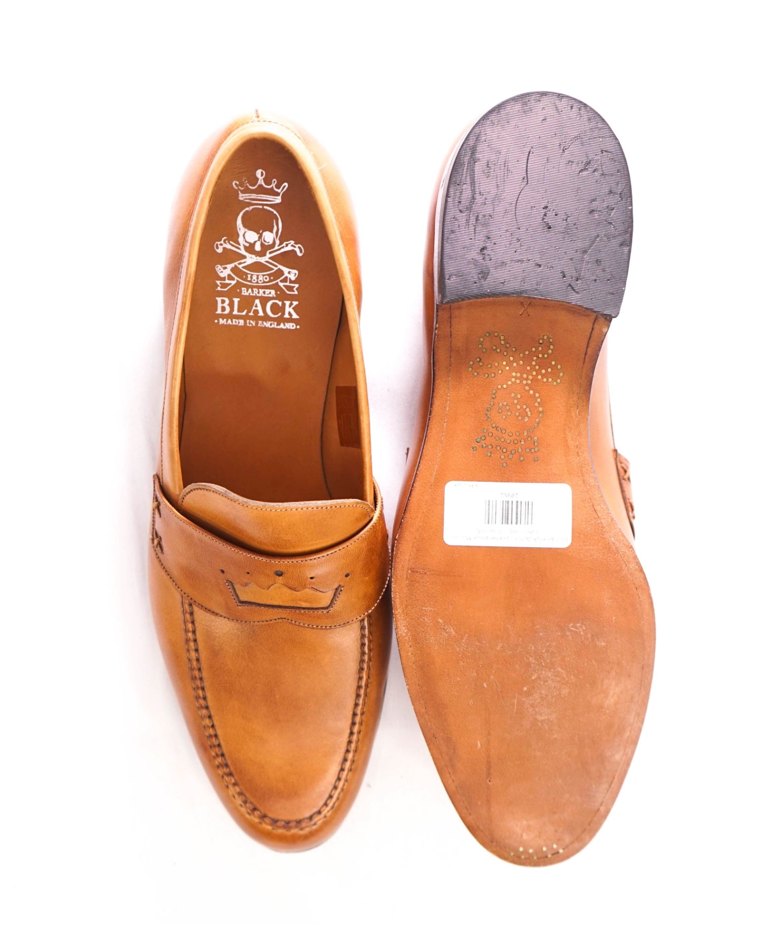 $850 BARKER BLACK - Leather Brown Moccasin Loafers - US 11.5 (UK10.5)
