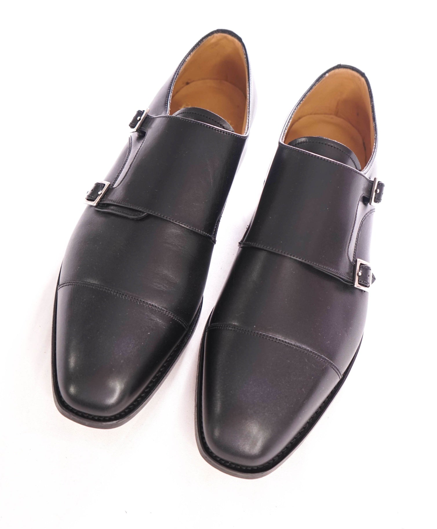 $425 BARKER - HAND CRAFTED In ENGLAND Black Monk Straps - US 11 (UK10)