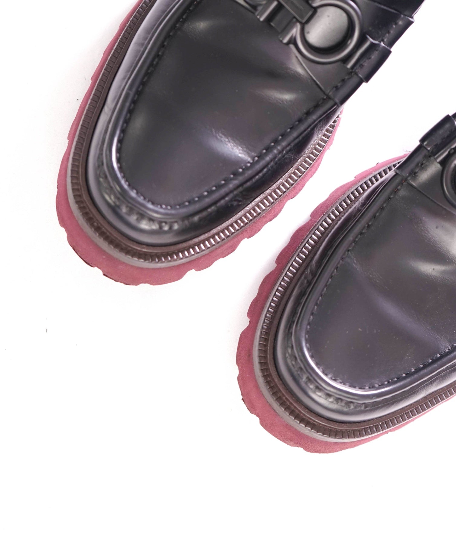 $930 FERRAGAMO - BLEEKER Black Lug Sole Loafers - 9.5 D