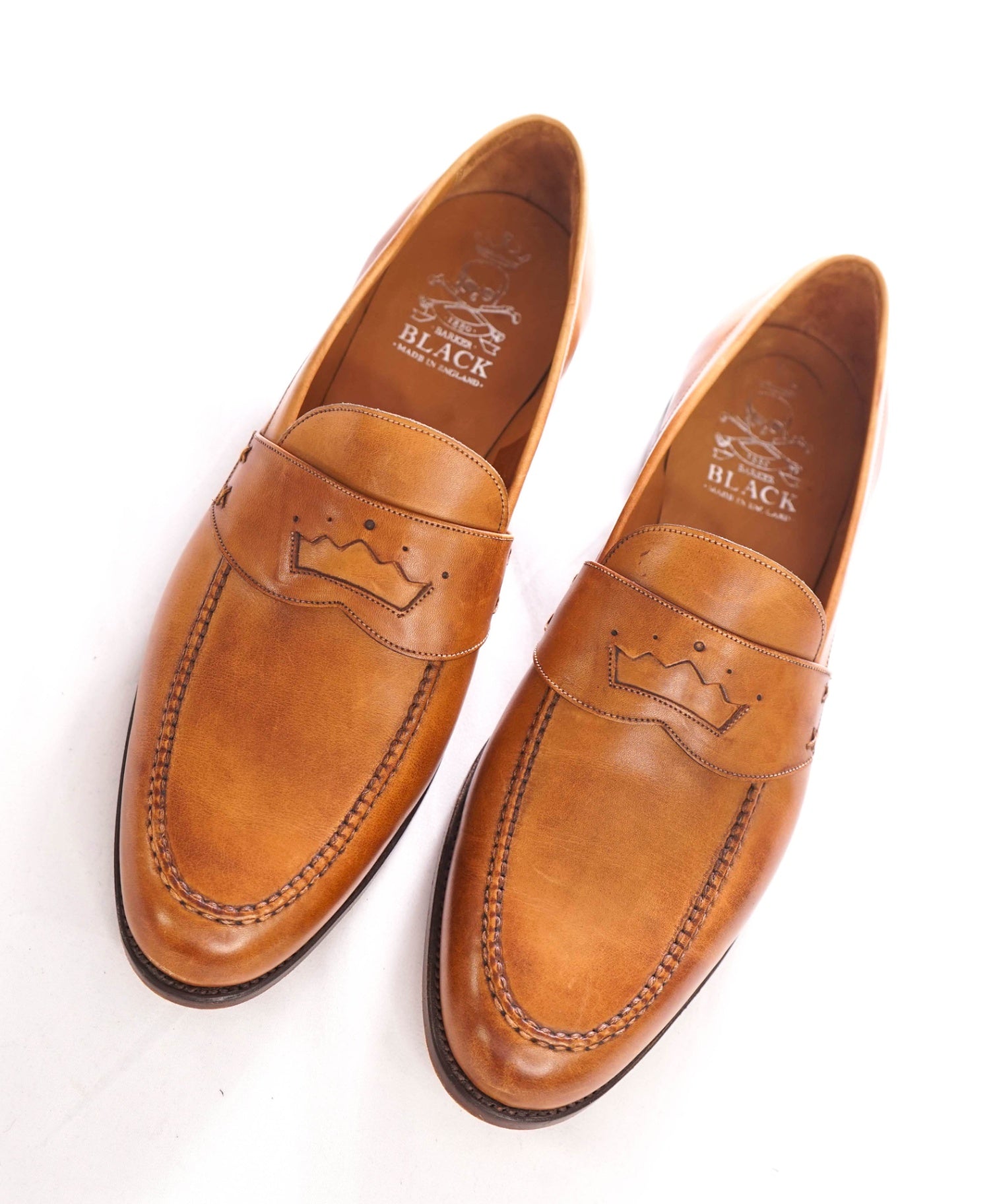 $850 BARKER BLACK - Leather Brown Moccasin Loafers - US 11.5 (UK10.5)