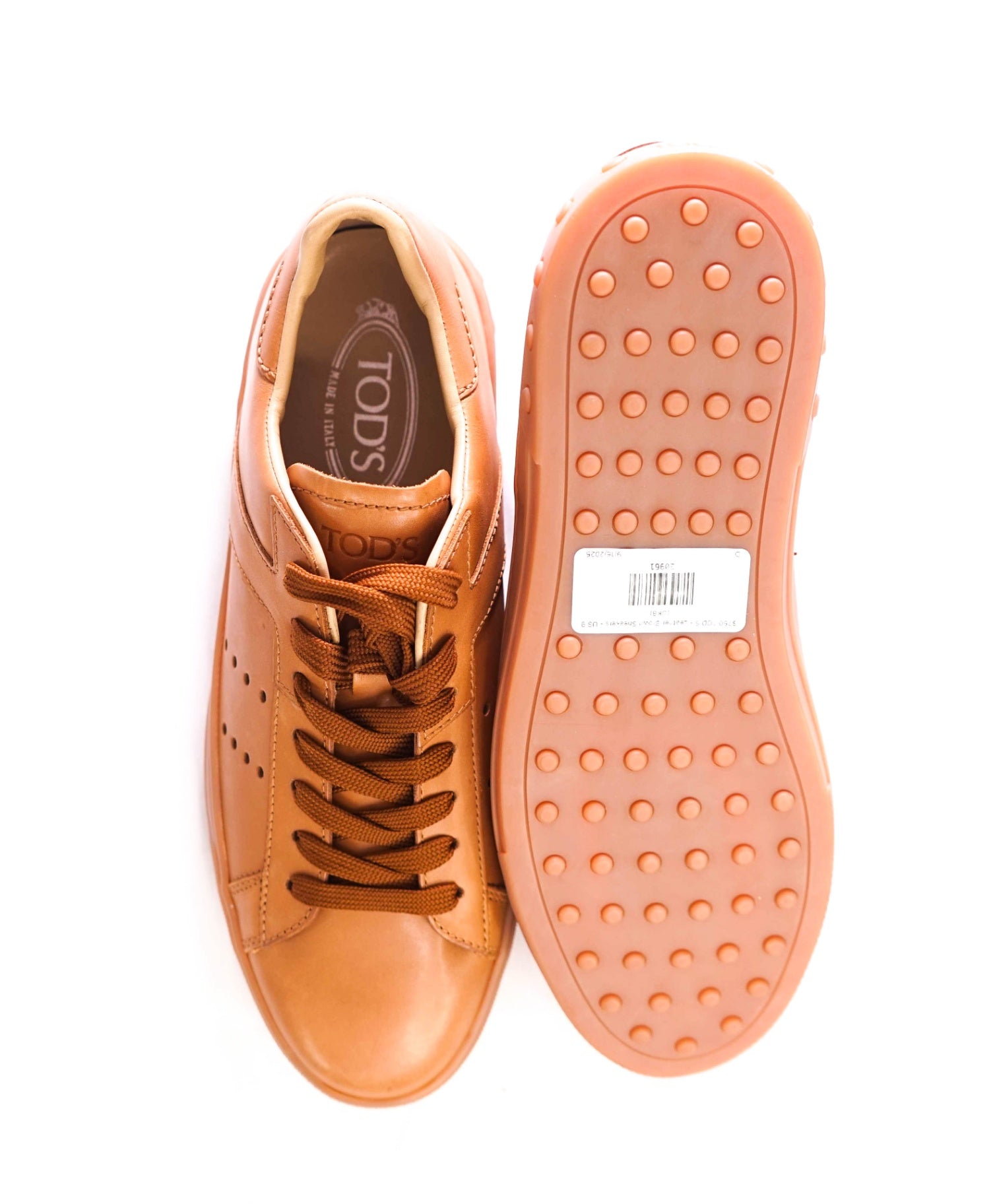 $750 TOD'S - T LOGO Leather Brown Sneakers - US 9 (UK8)