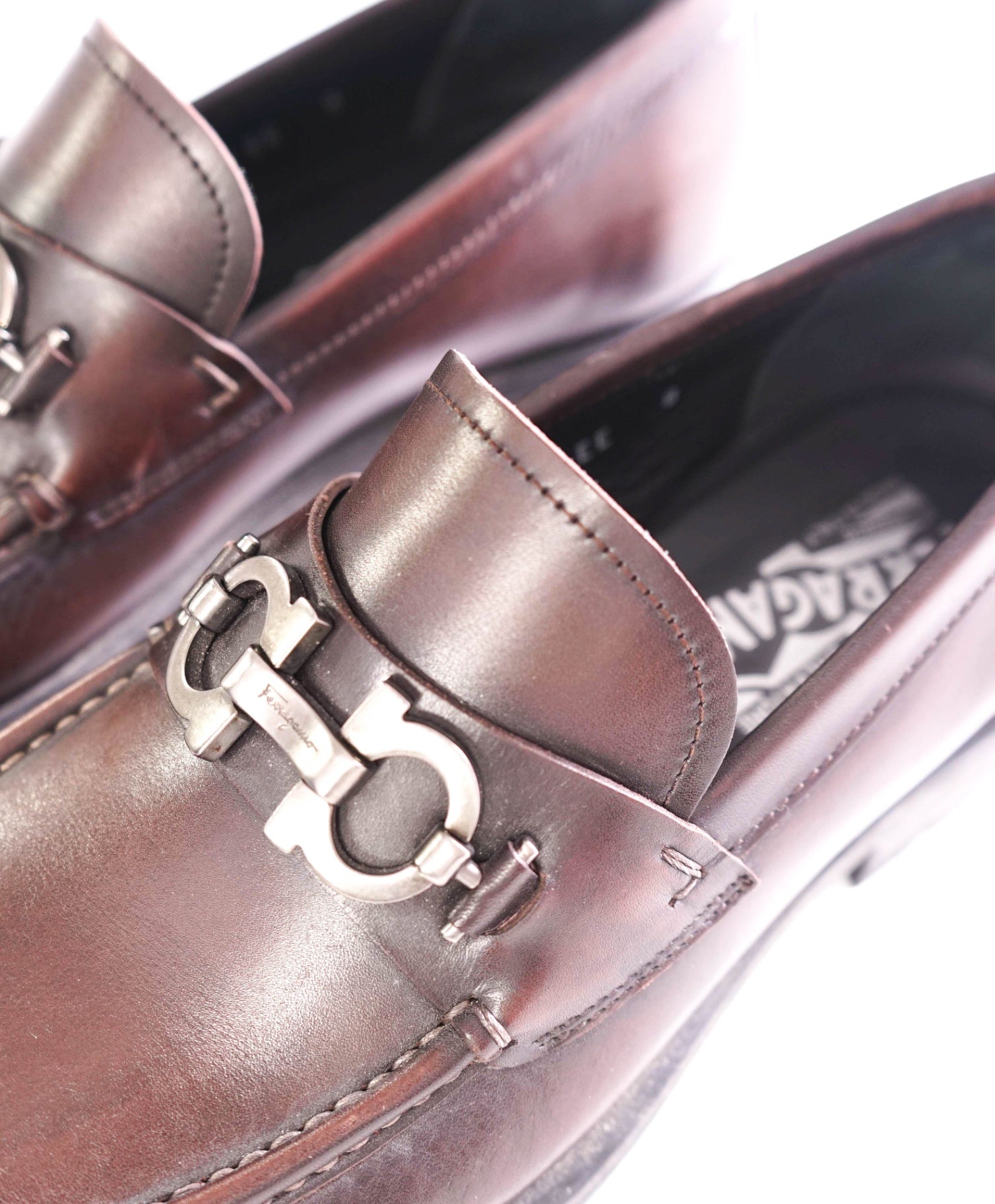 $895 FERRAGAMO - "DAVID" Leather Dark Brown Loafers - 8 EE