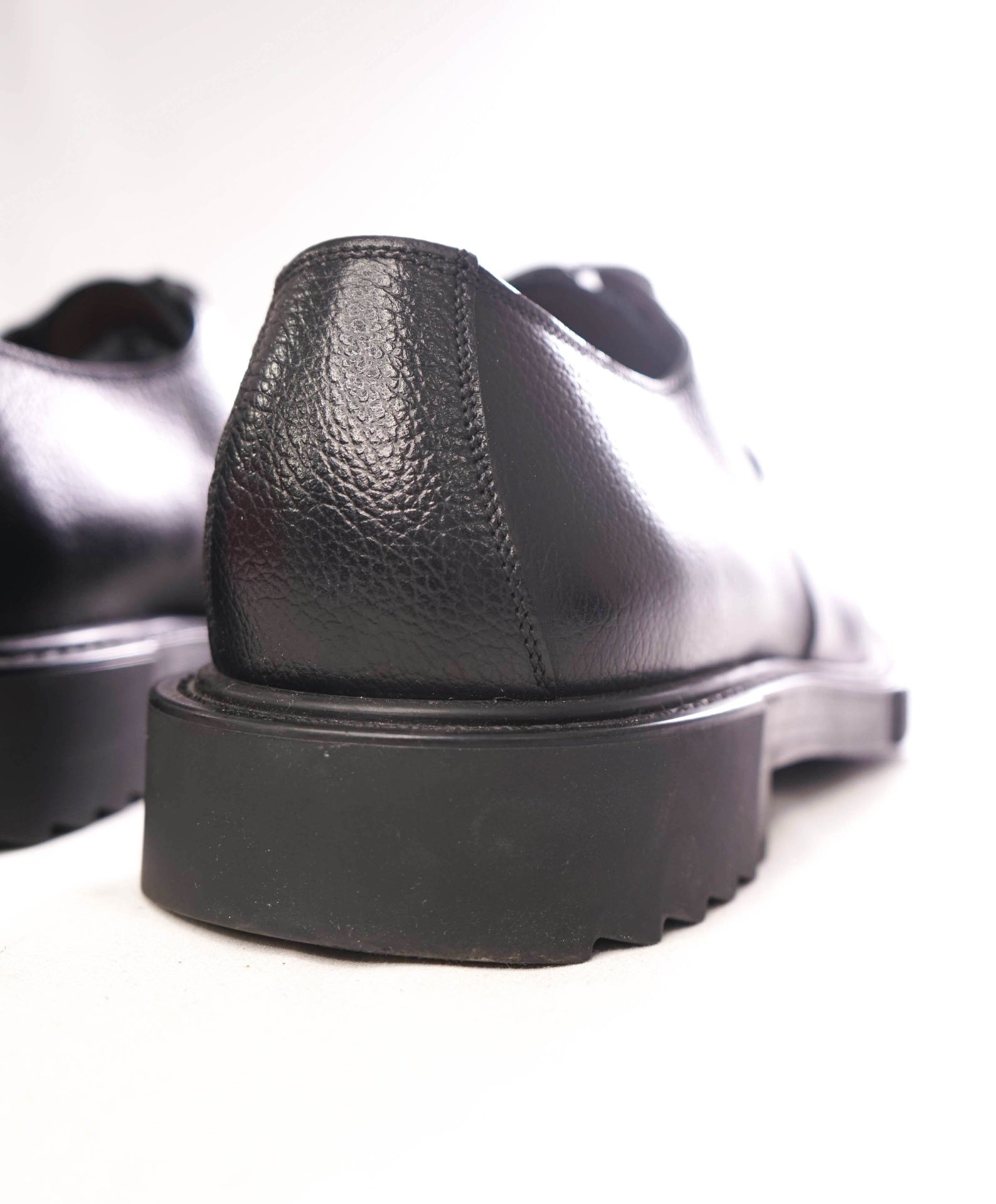 $1,150 FERRAGAMO - Lug Sole Black Leatehr Derbys - 11.5 D