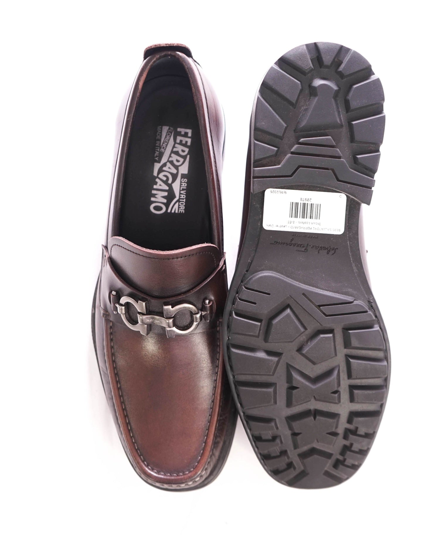 $895 FERRAGAMO - "DAVID" Leather Dark Brown Loafers - 8 EE
