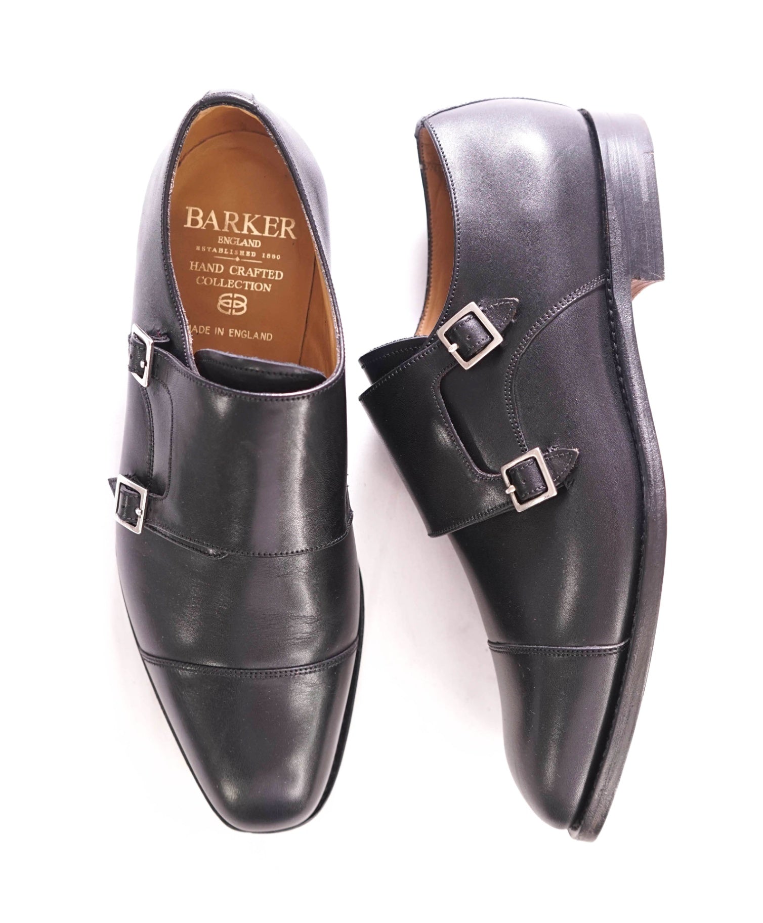 $425 BARKER - HAND CRAFTED In ENGLAND Black Monk Straps - US 11 (UK10)