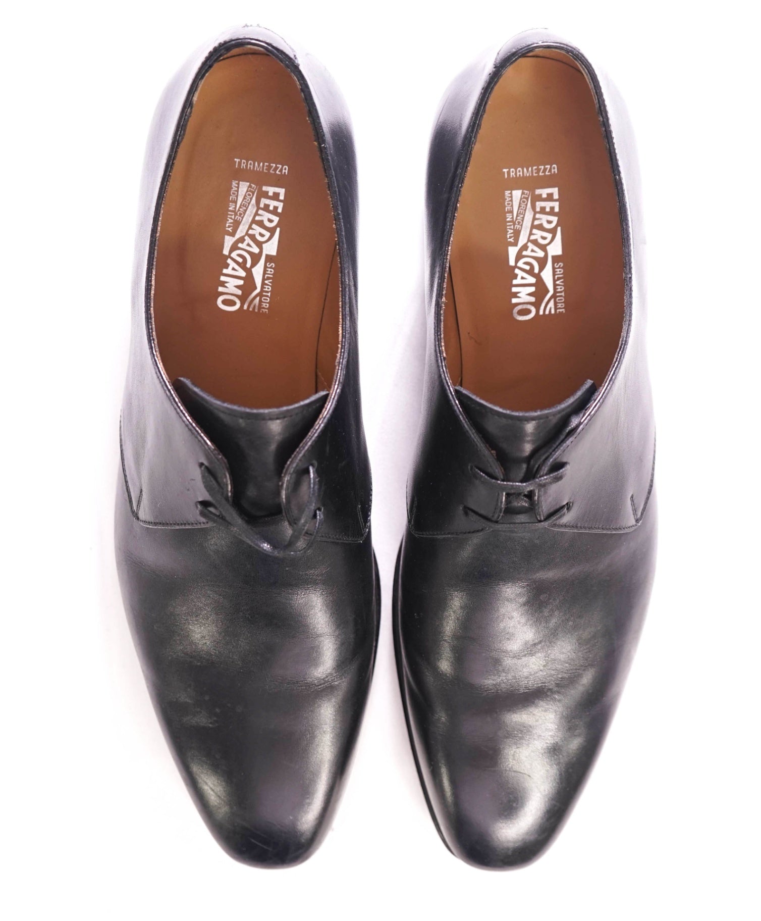 $1,295 FERRAGAMO - "TRAMEZZA NESIO" Black 2-Eylet Oxfords -10.5 D