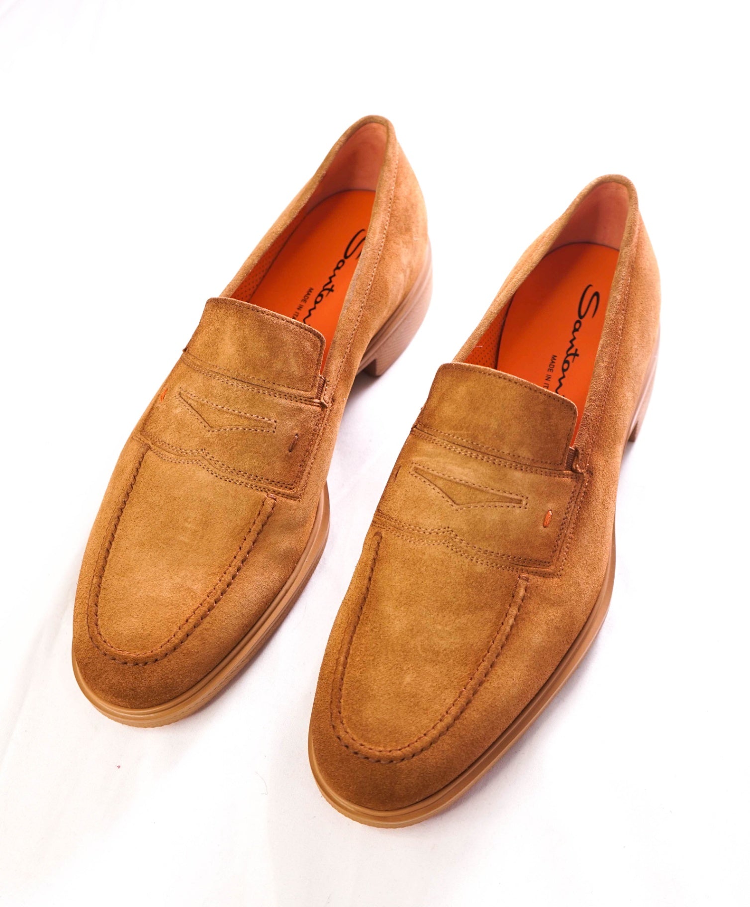 $750 SANTONI "Easy" Light Brown Sand Suede Loafers - US 11.5 (UK10.5)