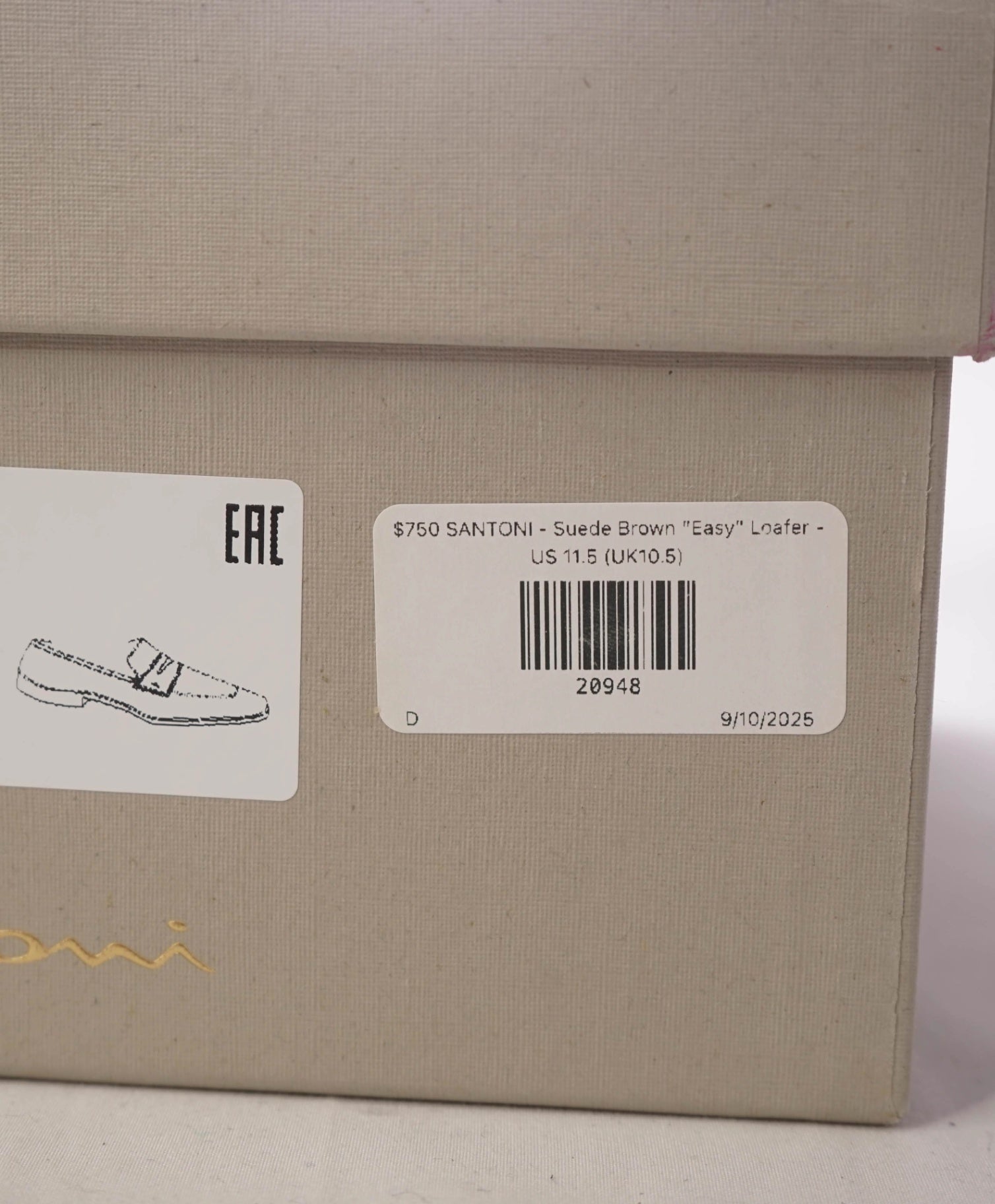 $750 SANTONI "Easy" Light Brown Sand Suede Loafers - US 11.5 (UK10.5)