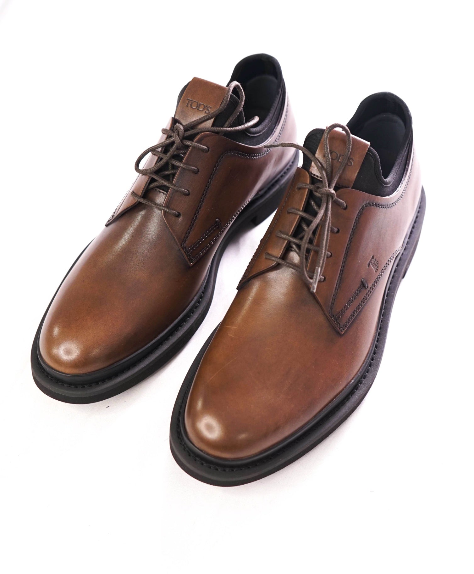 $875 TOD'S - Leather Brown LOGO Derby - US 8 (7UK)