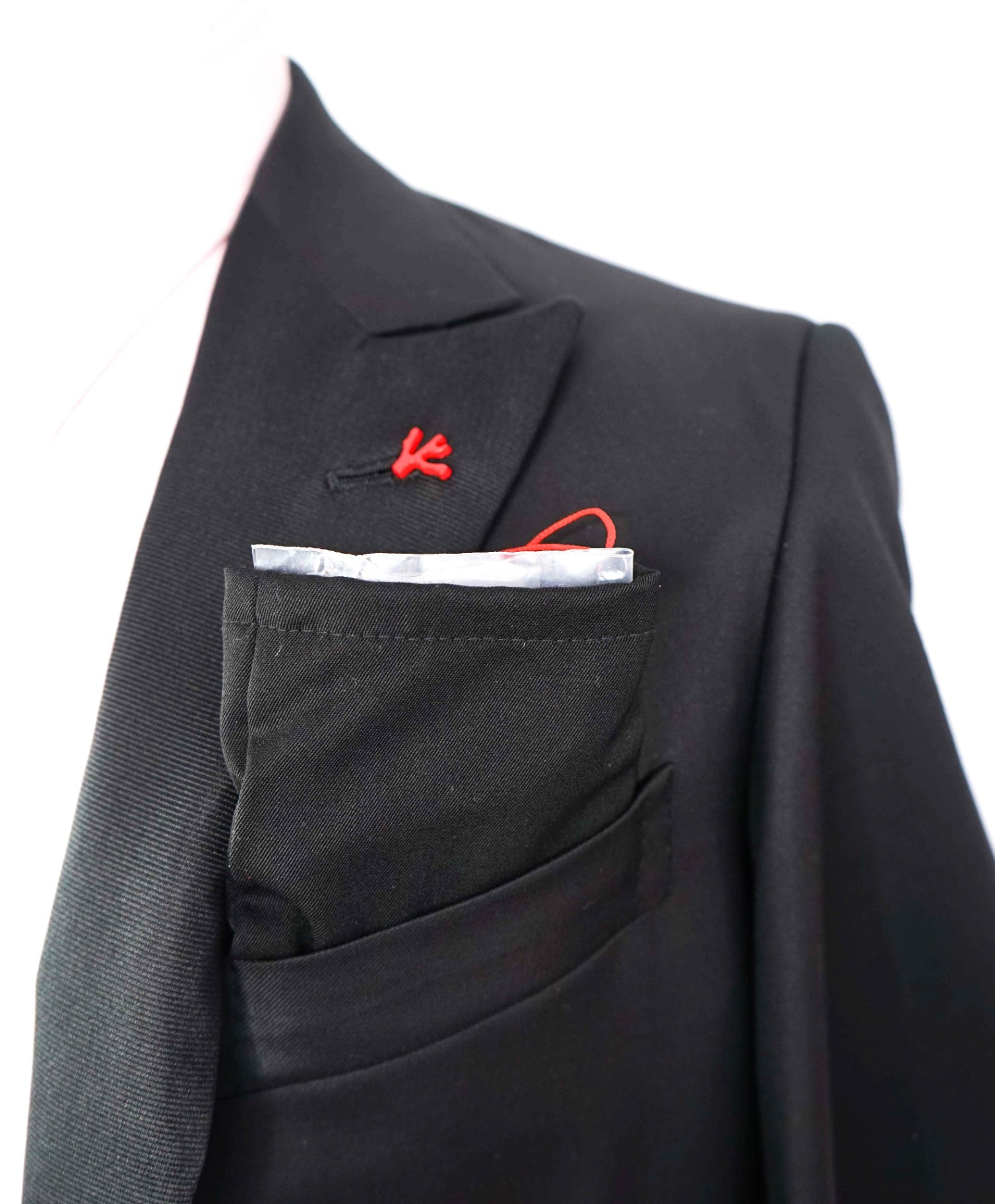 $4,595 ISAIA - Wool Black "AQUASPIDER" Peak Lapel Tuxedo Suit - 36R