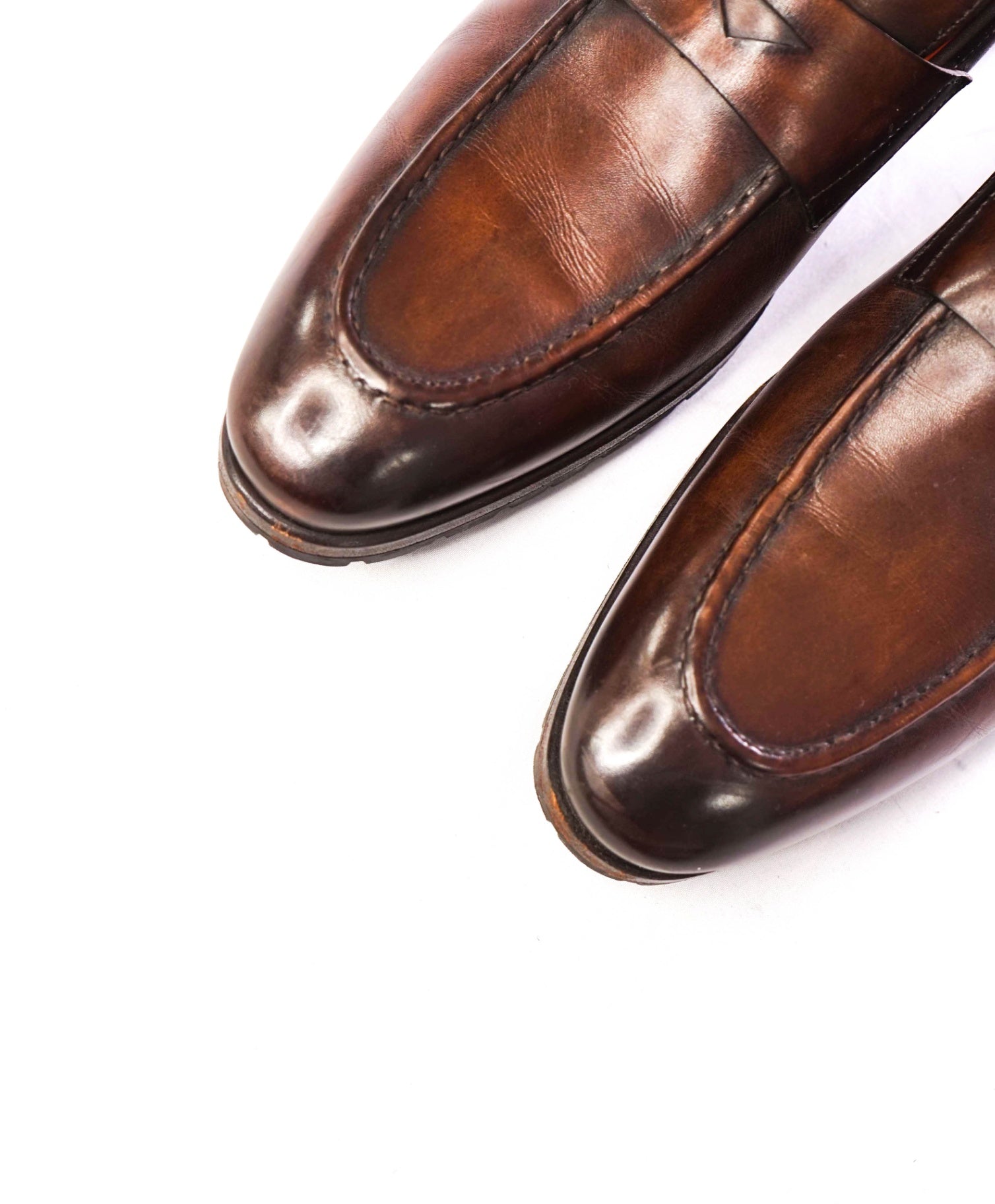 $1,295 SANTONI - LUG SOLE Leather Brown Loafers - US 9.5 (UK8.5)