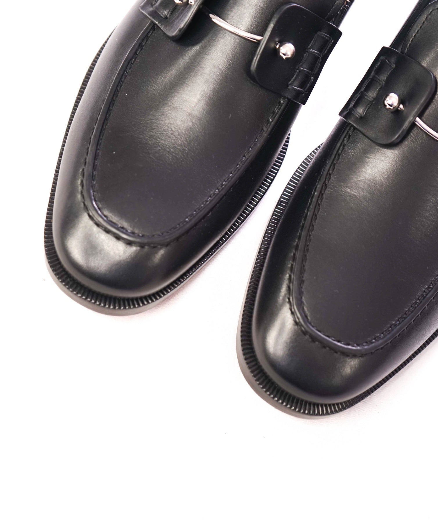 $1,095 Christain Louboutin Solid Black Loafers Leather US 8.5 (EU41.5)